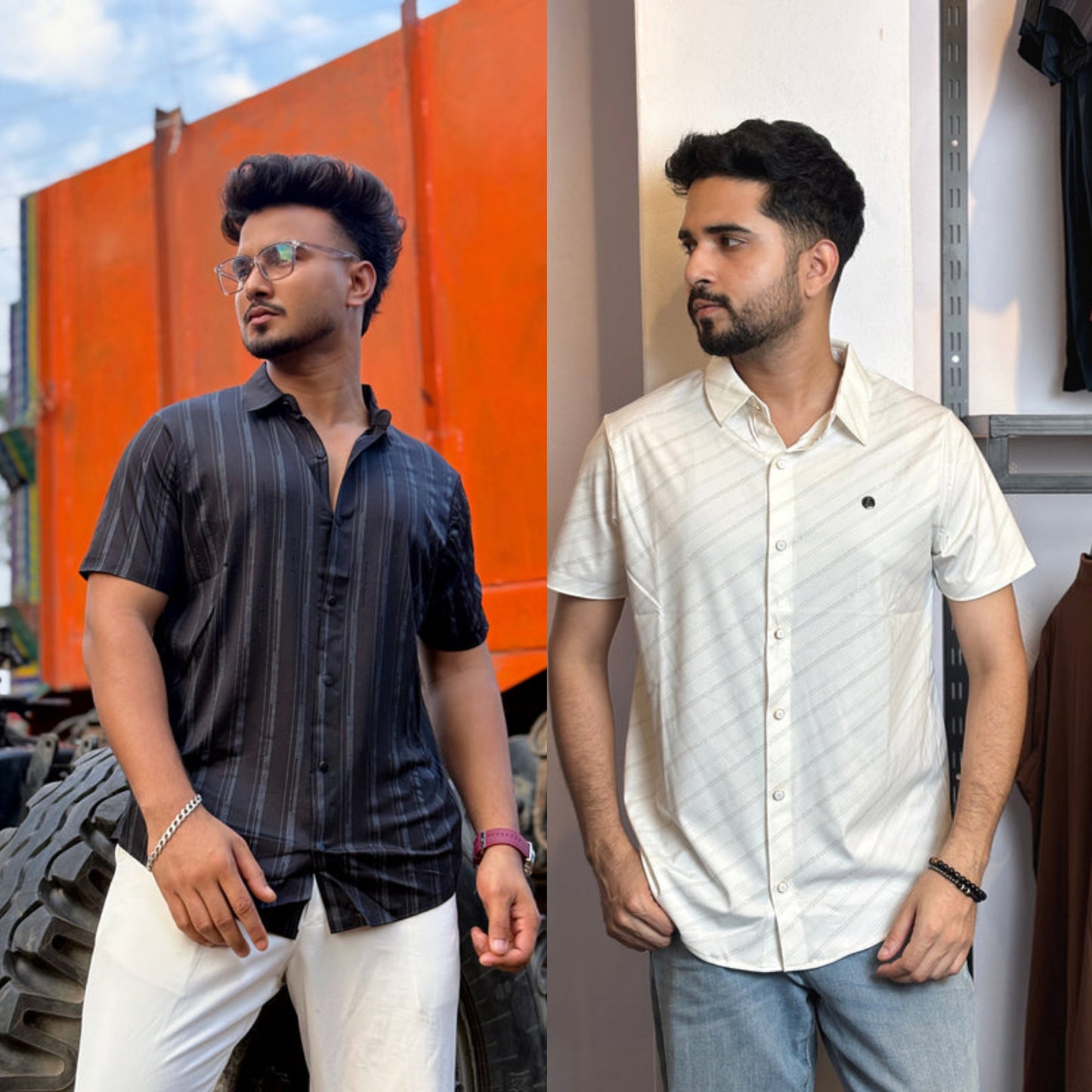 Black+White Half Slevee Shirt |HSN
