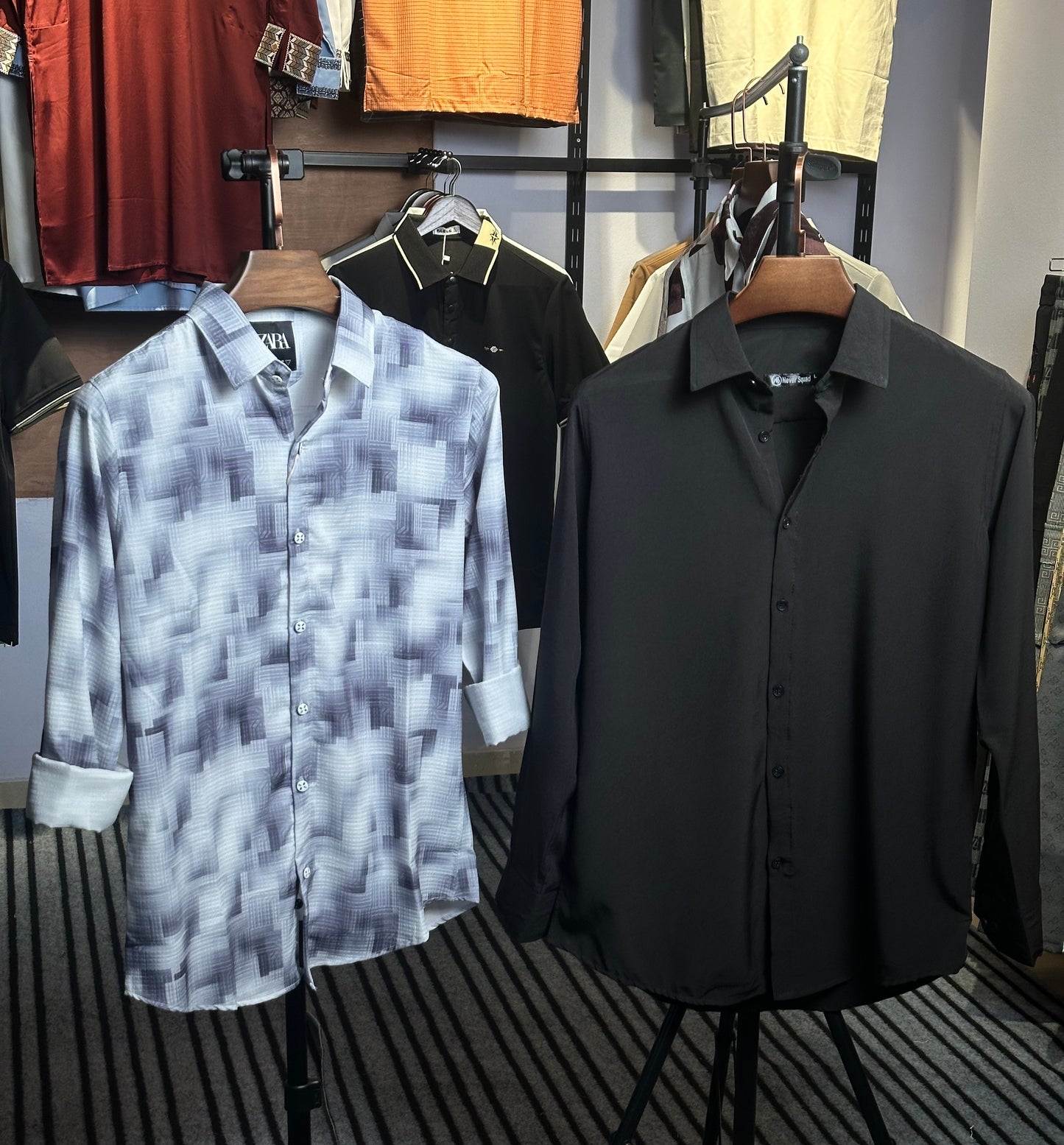 Blue+Black Colour Shirt Combo| Geo