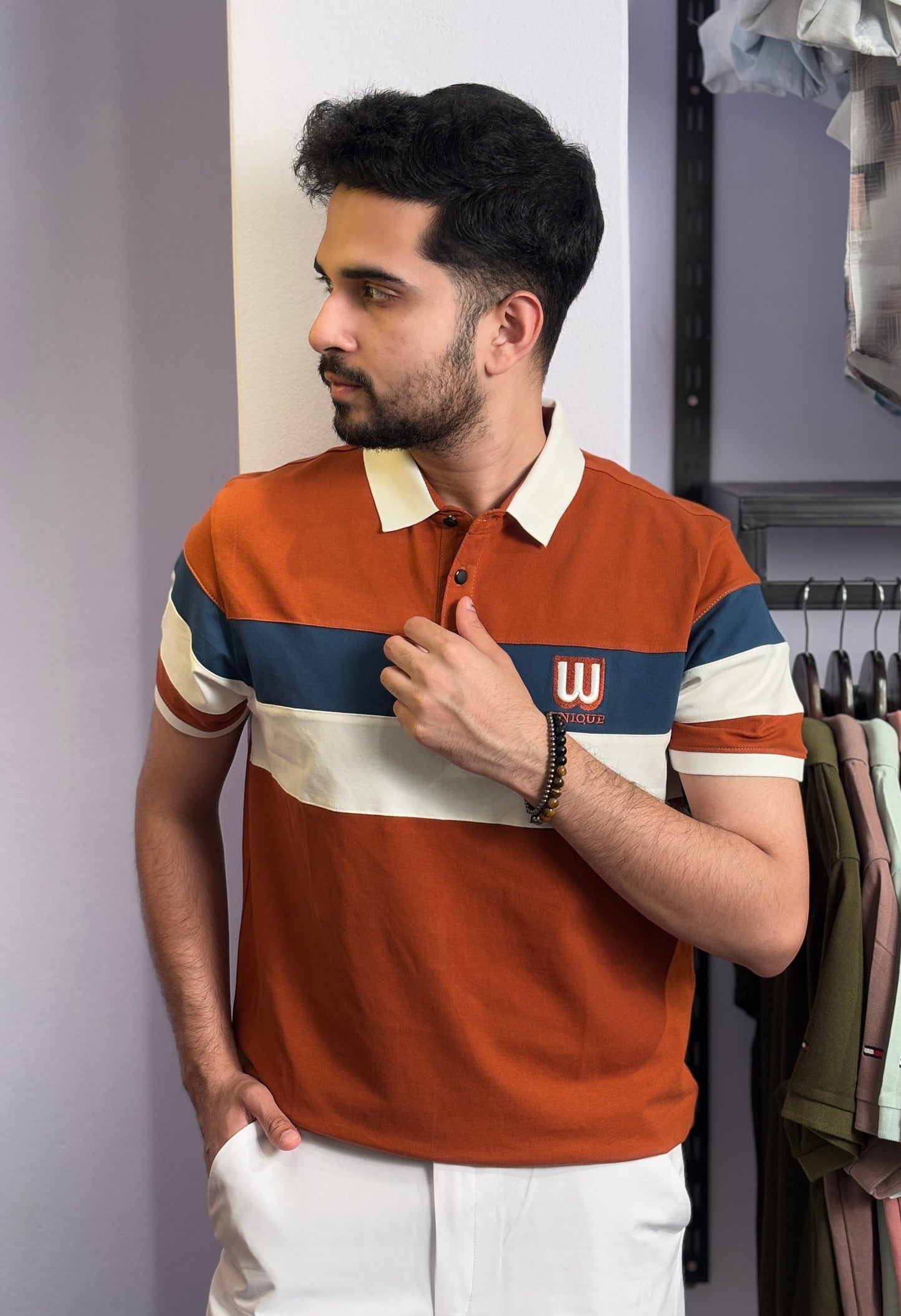 Camel Colour Contast Polo T-Shirt |WC