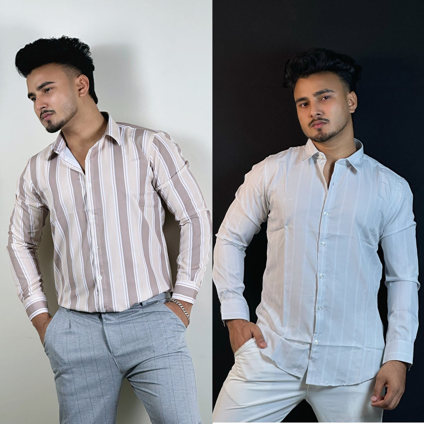 Cream+Silver White Colour Shirt |OMC