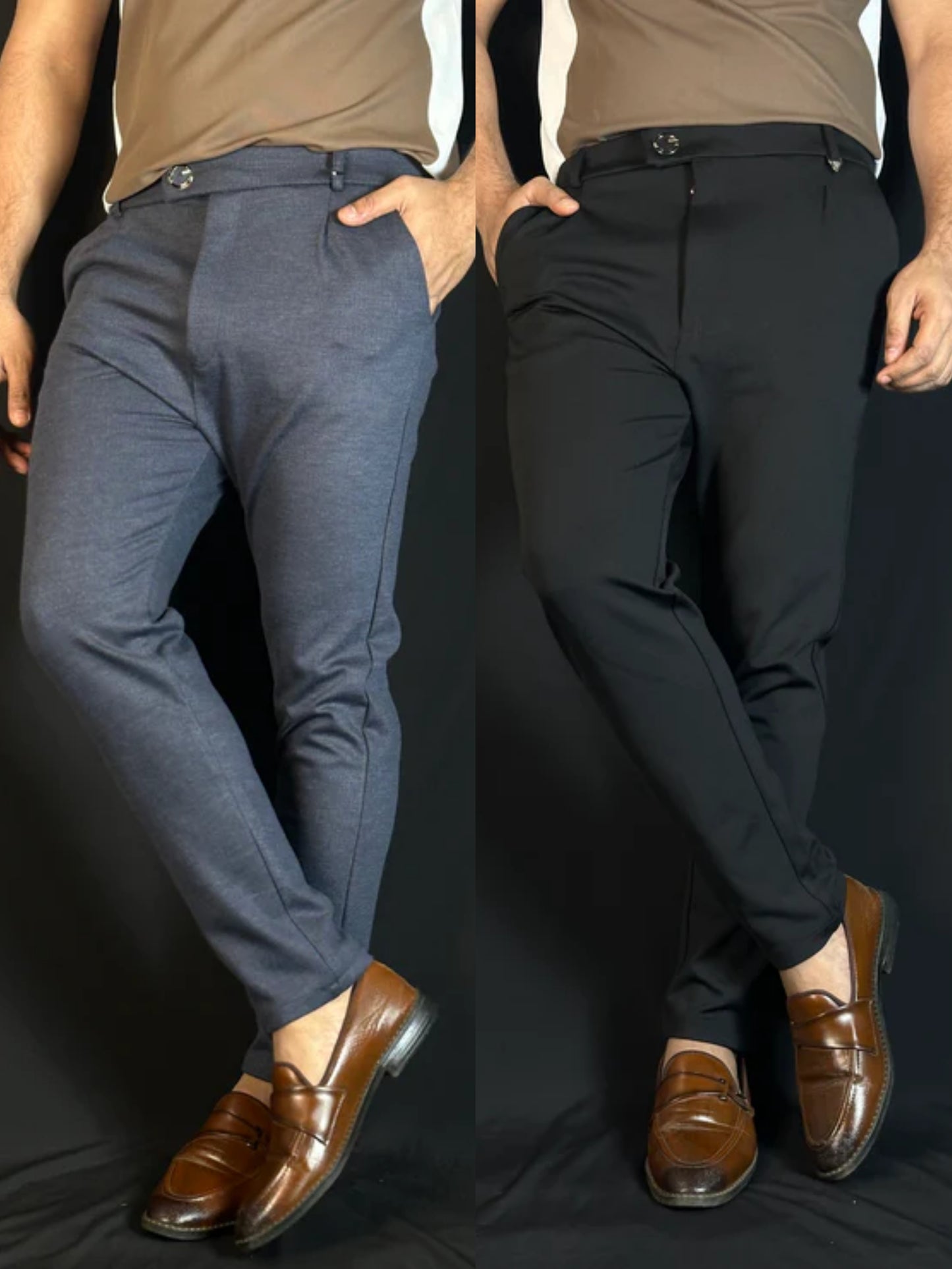 Chaocoal+Black Colour Formal Pant Combo |CBD