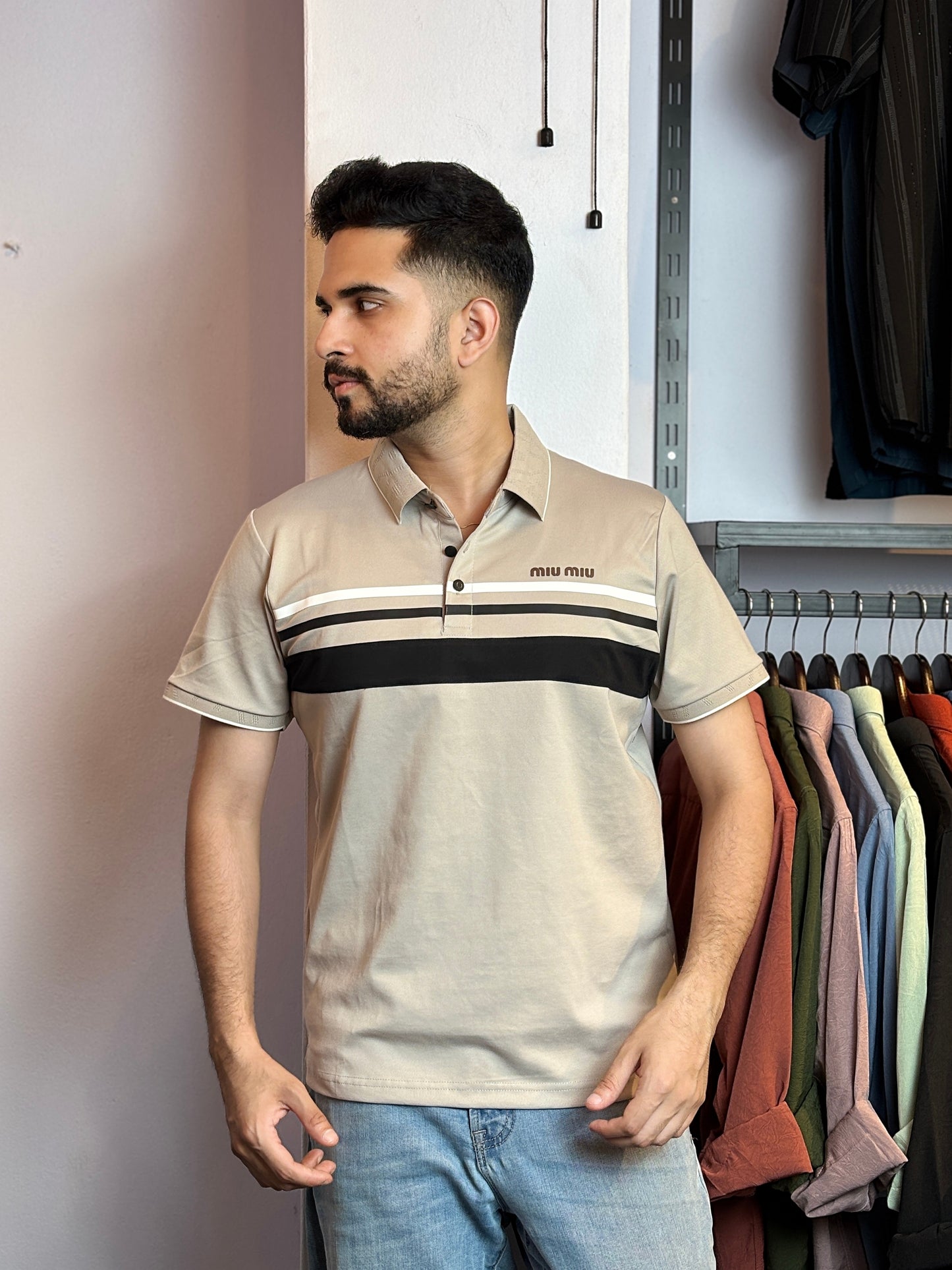 Beige Colour Polo T-Shirt |Mi