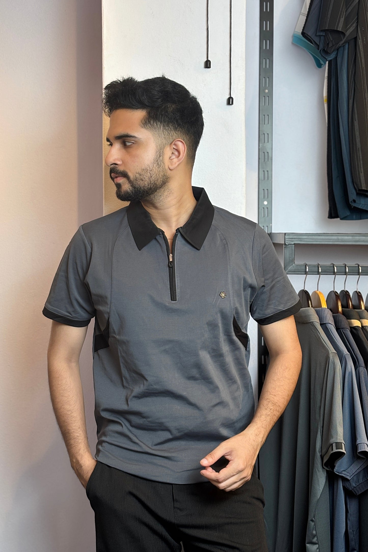 Gray Colour Polo T-Shirt |ZC