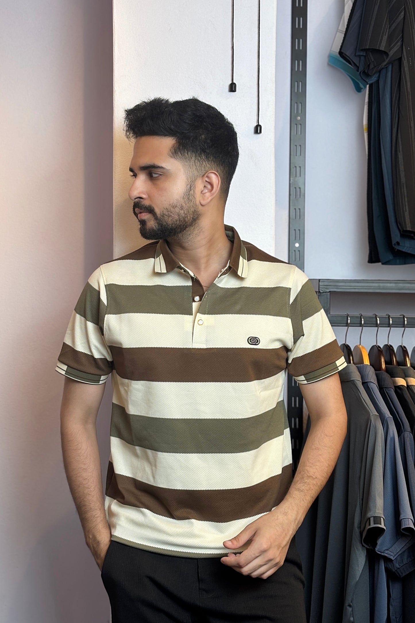 Chocolate Contrast Colour Polo T-Shirt |G9