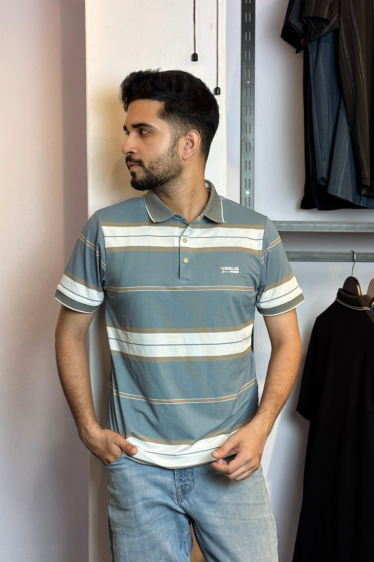 Sea Green Contrast Polo T-Shirt |Vogue