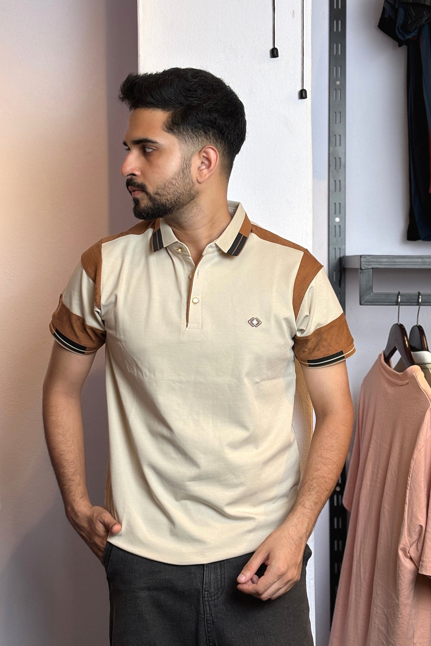 Light Cream Colour Polo T-Shirt |UV