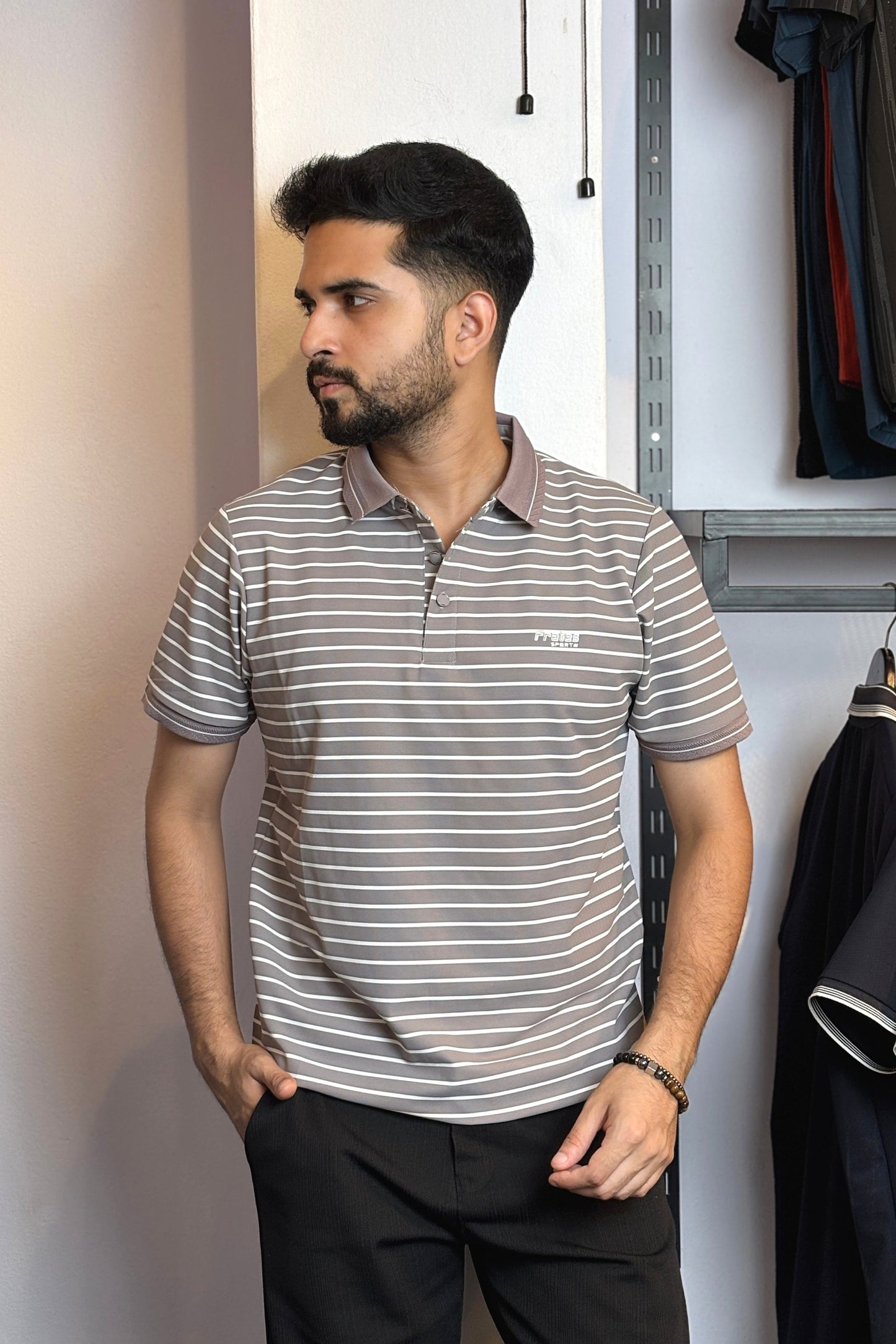Purple Colour Stripe Polo T-Shirt |FTS