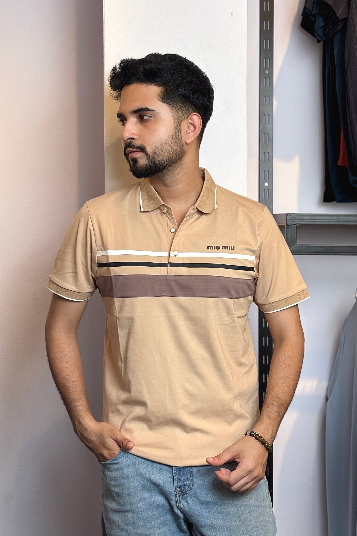 Cream Colour Polo T-Shirt |nmi