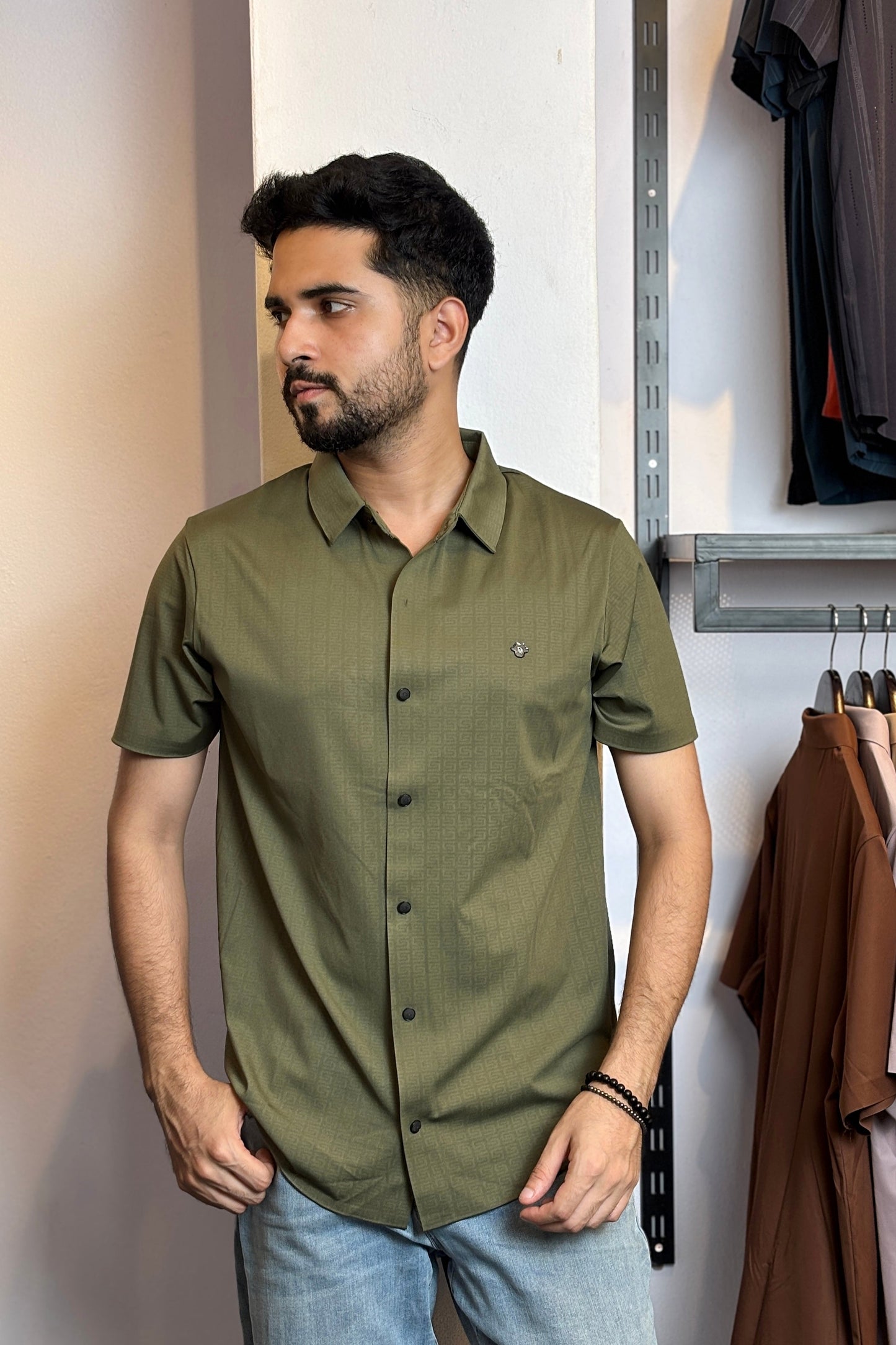 Olive Colour Half Slevee Shirt |SPS