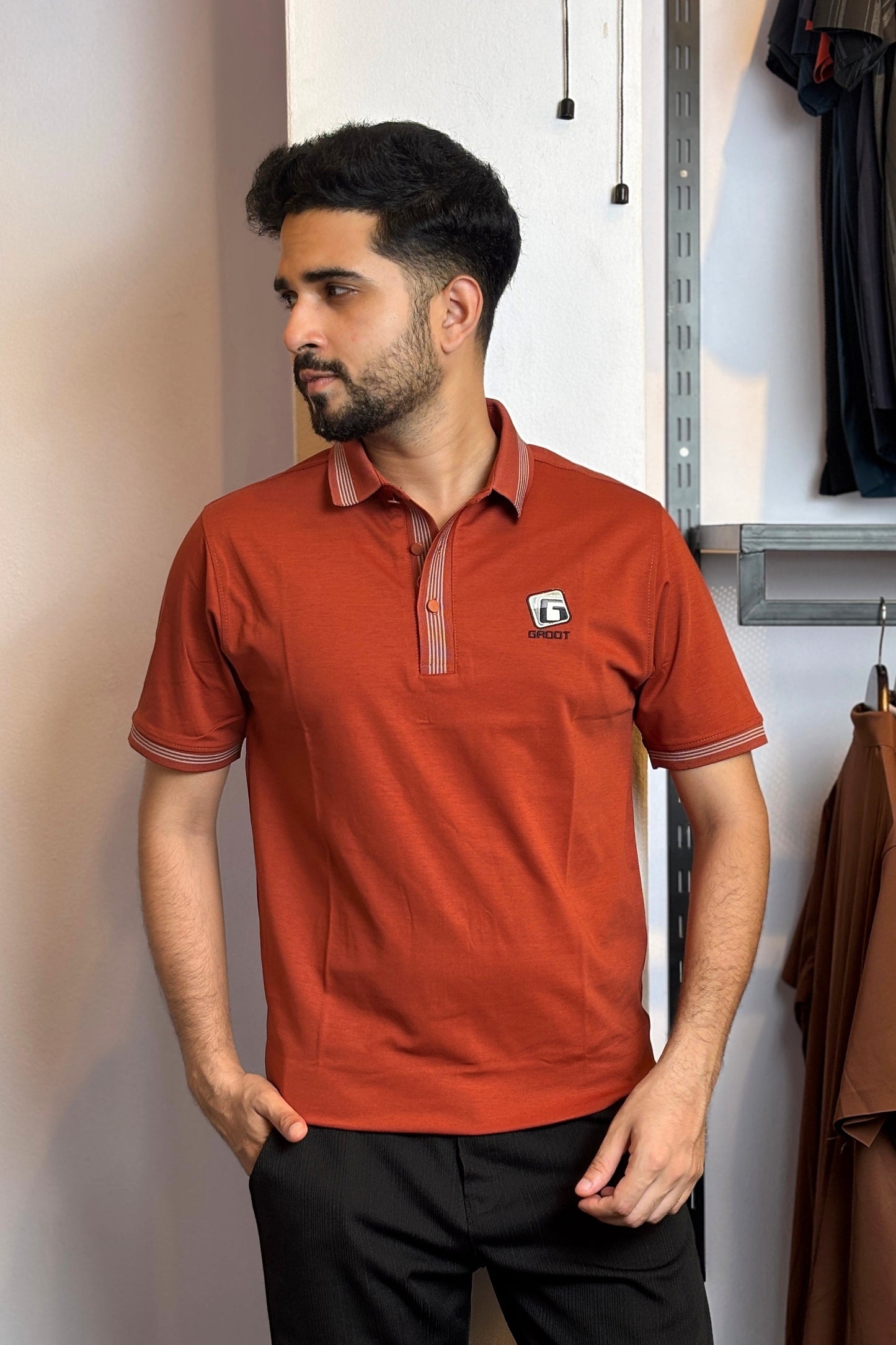 Rust Orange Colour Polo T-Shirt |K5S