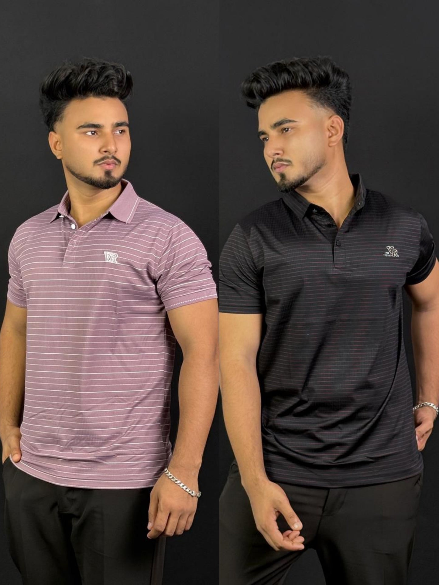 Rose+Black Polo T-Shirt|CVR