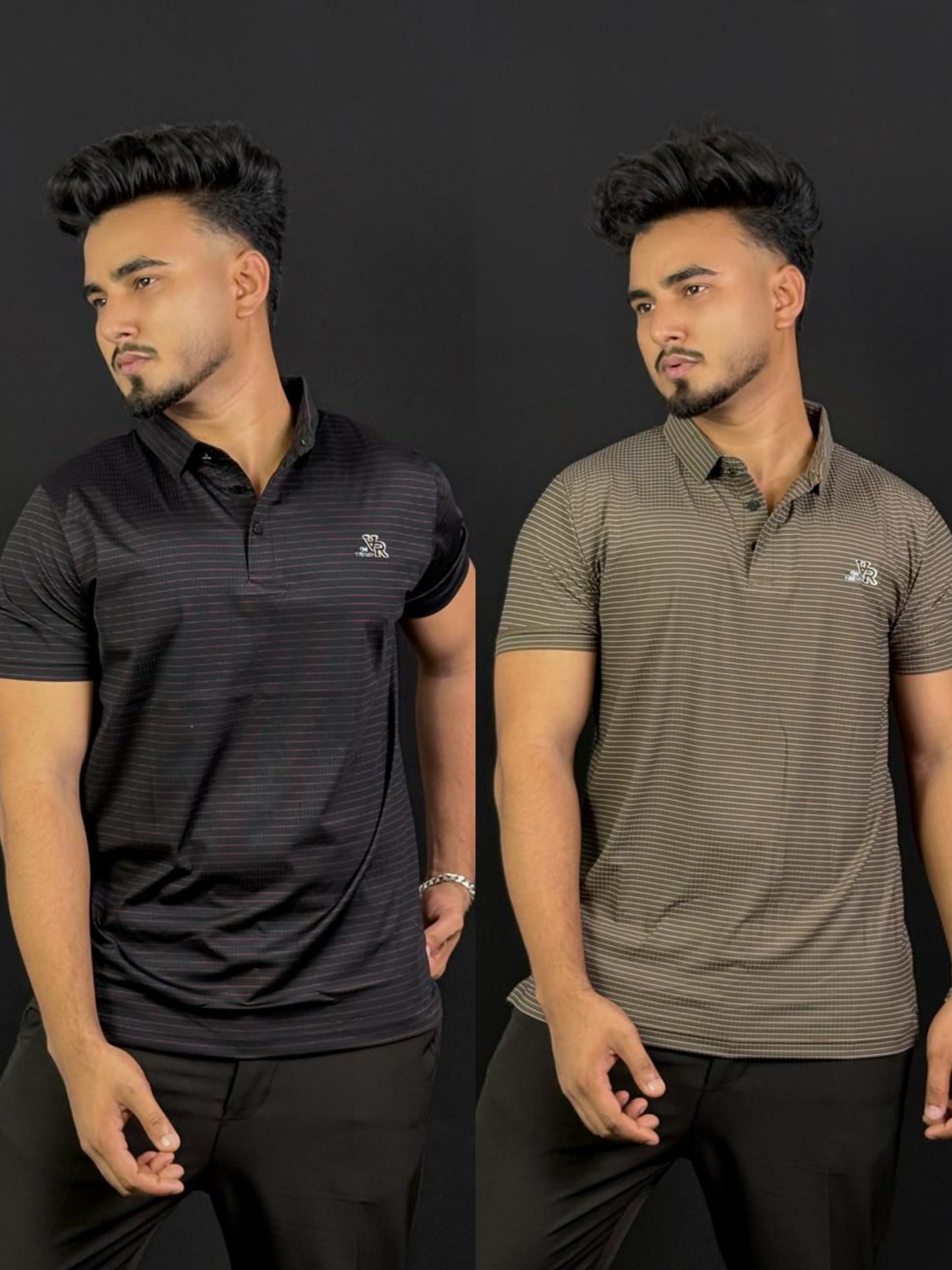 Black+Dark Brown Polo T-Shirt|CVR