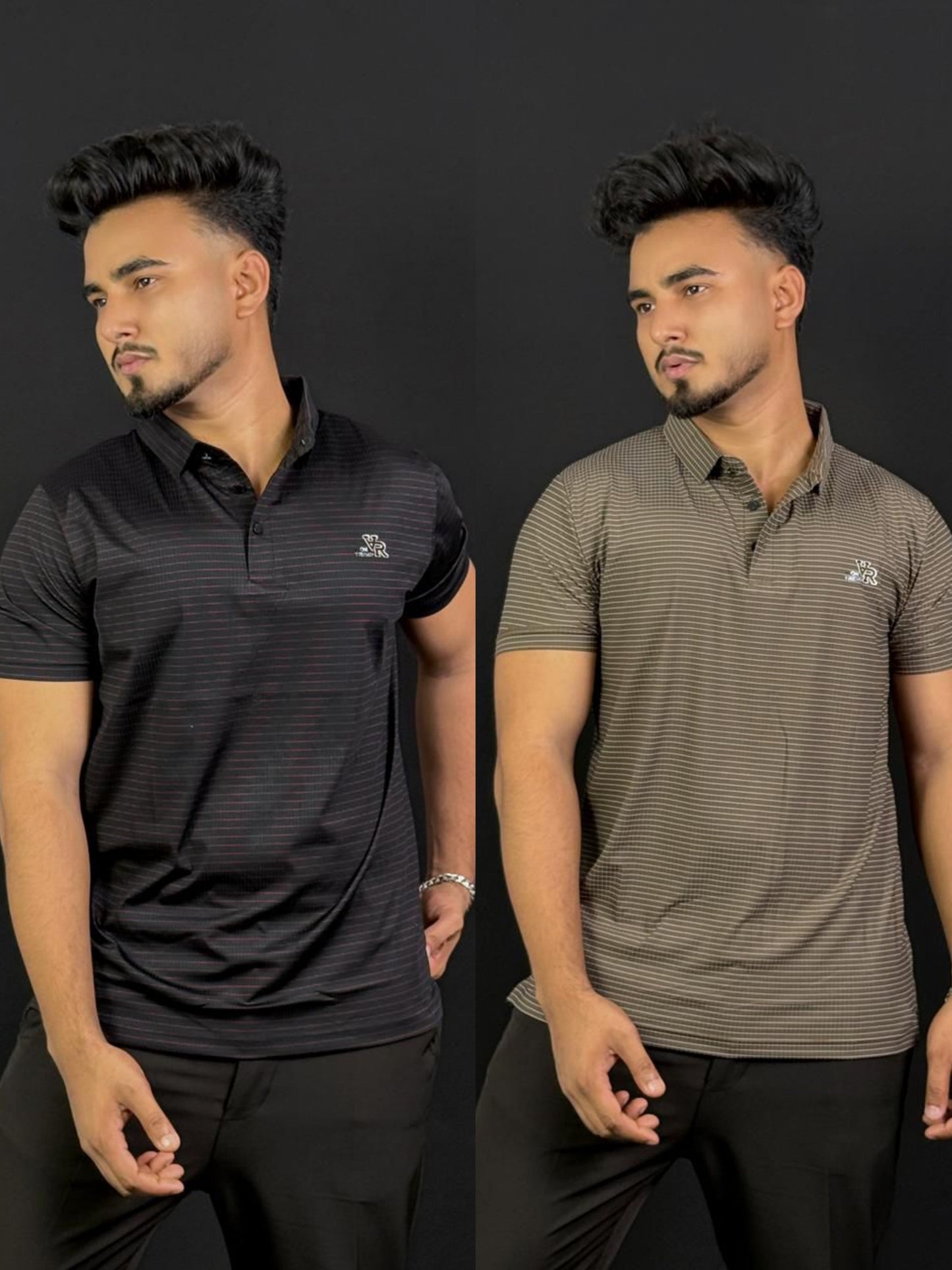 Black+Dark Brown Polo T-Shirt|CVR