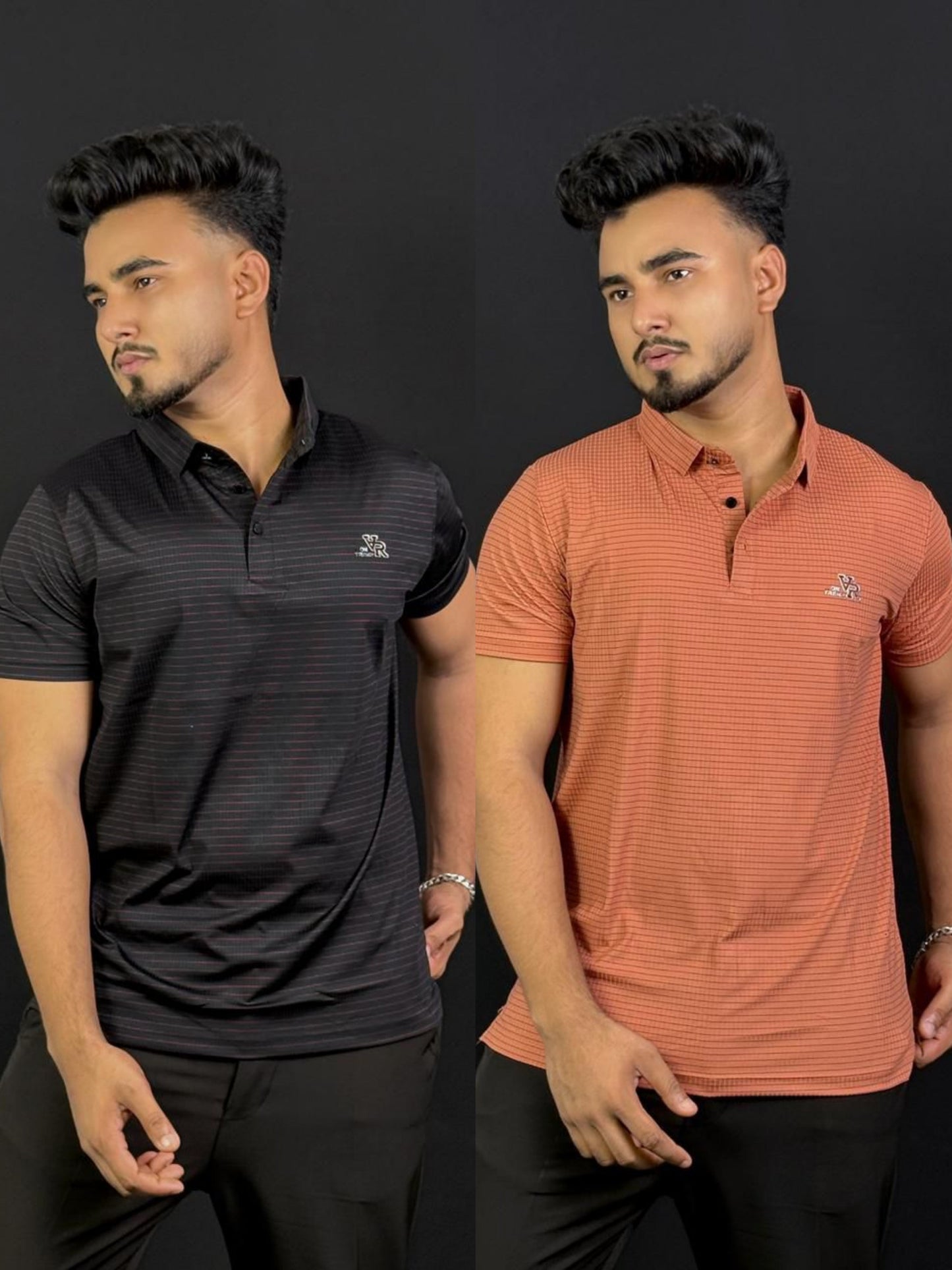 Black+Orange Polo T-Shirt|CVR