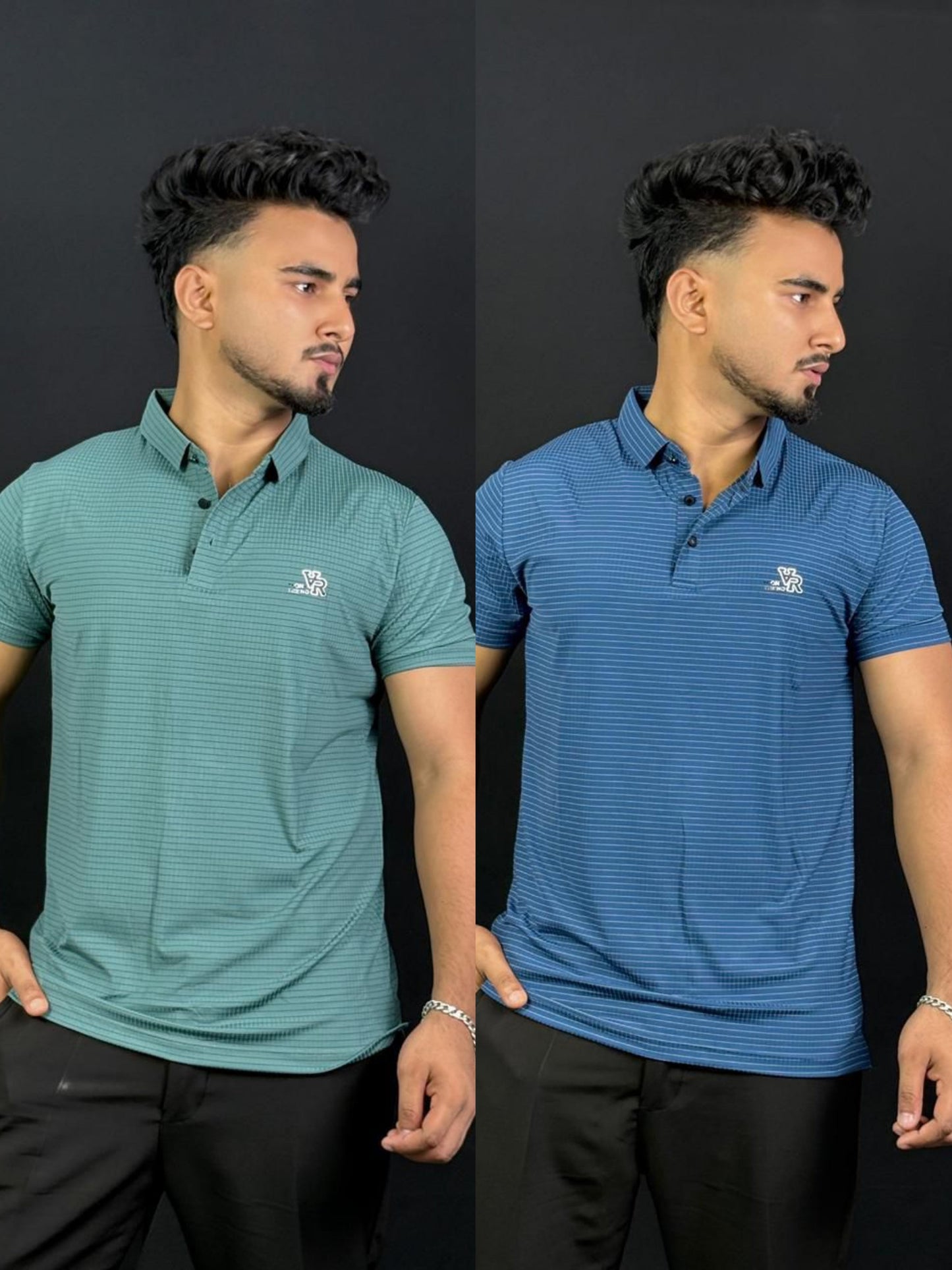 Sea Green+Blue Polo T-Shirt|CVR