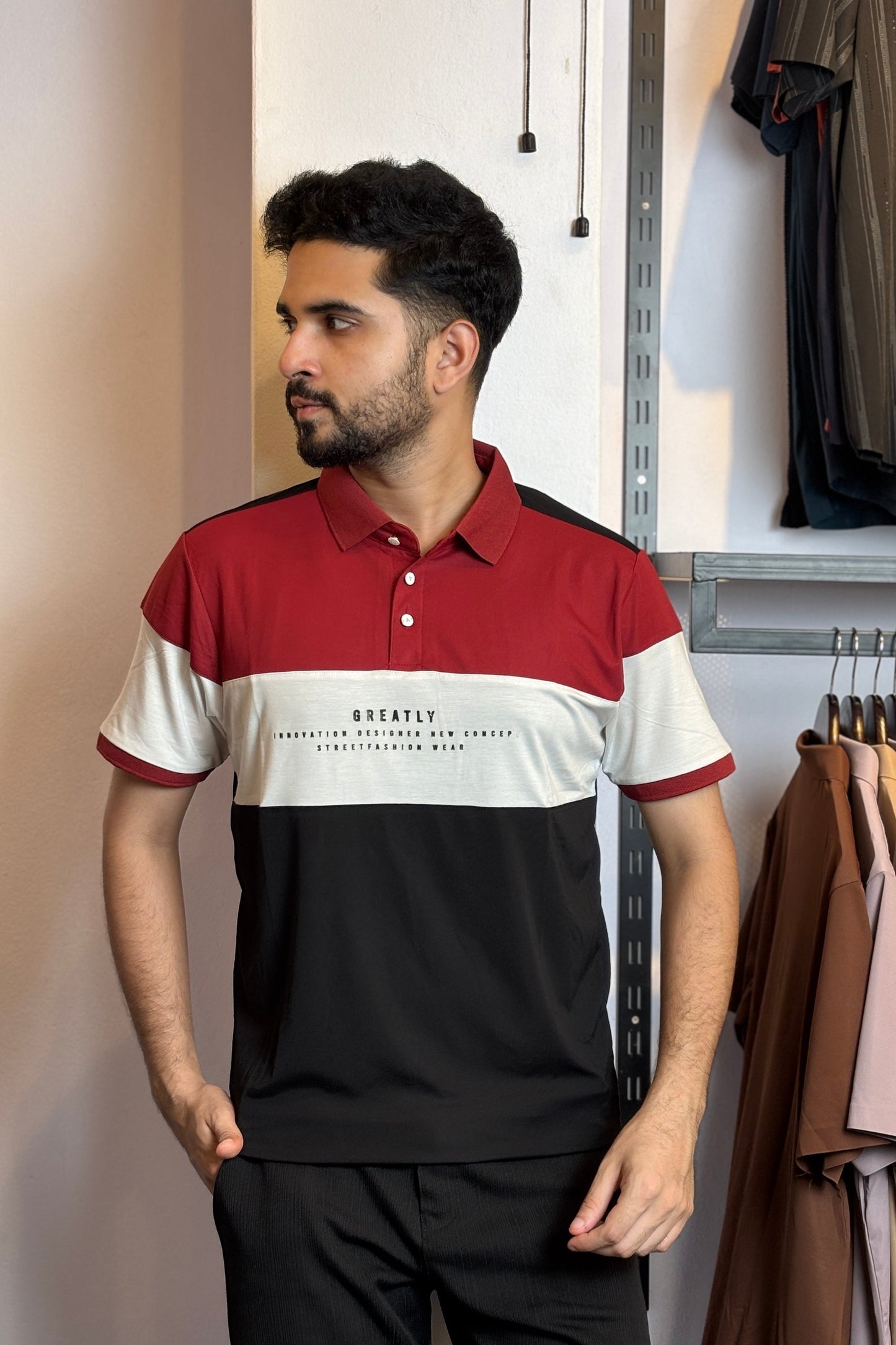 Maroon Contrast Colour Polo T-Shirt |WBC