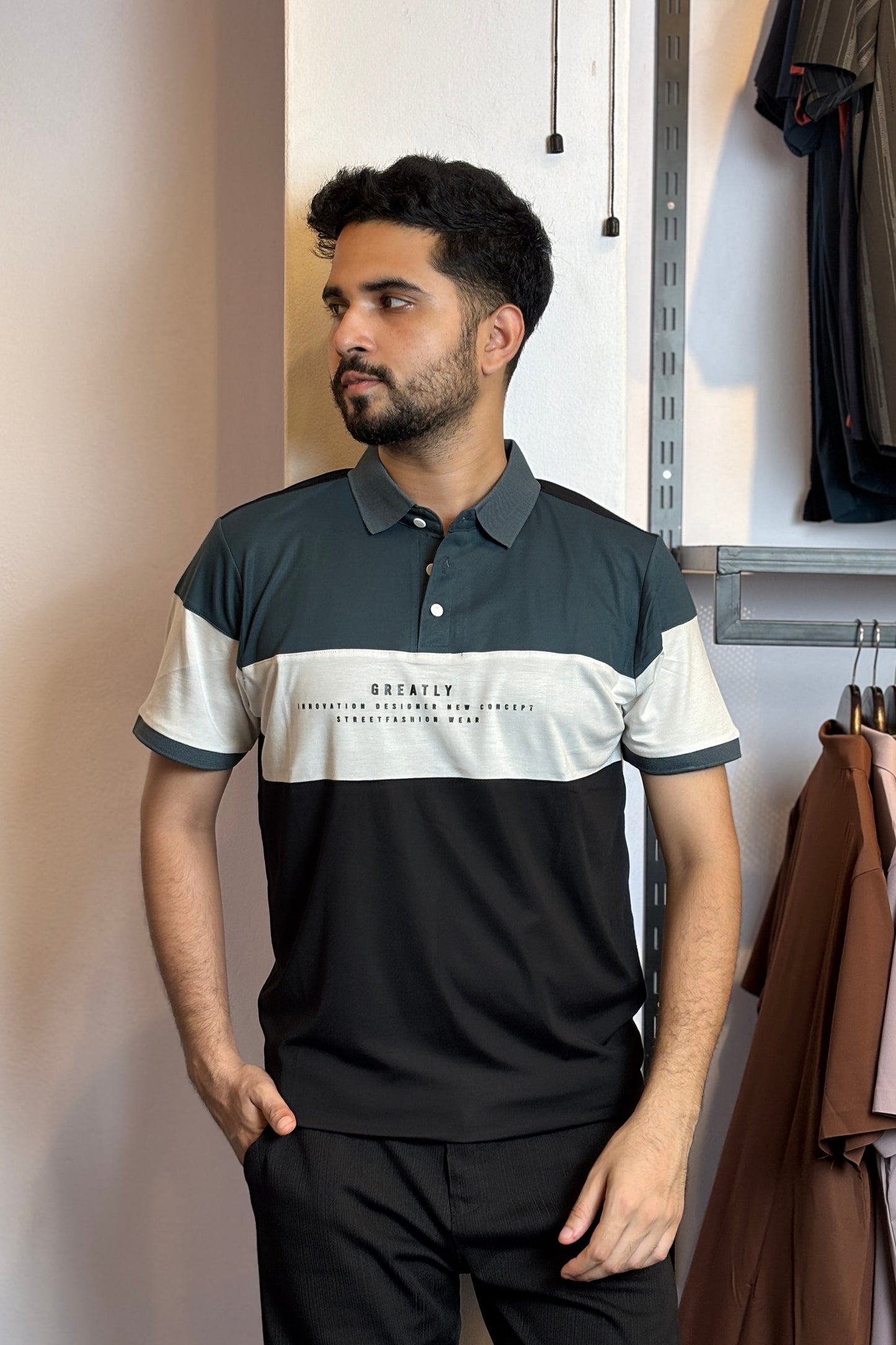 Dark Green Contrast Colour Polo T-Shirt |WBC