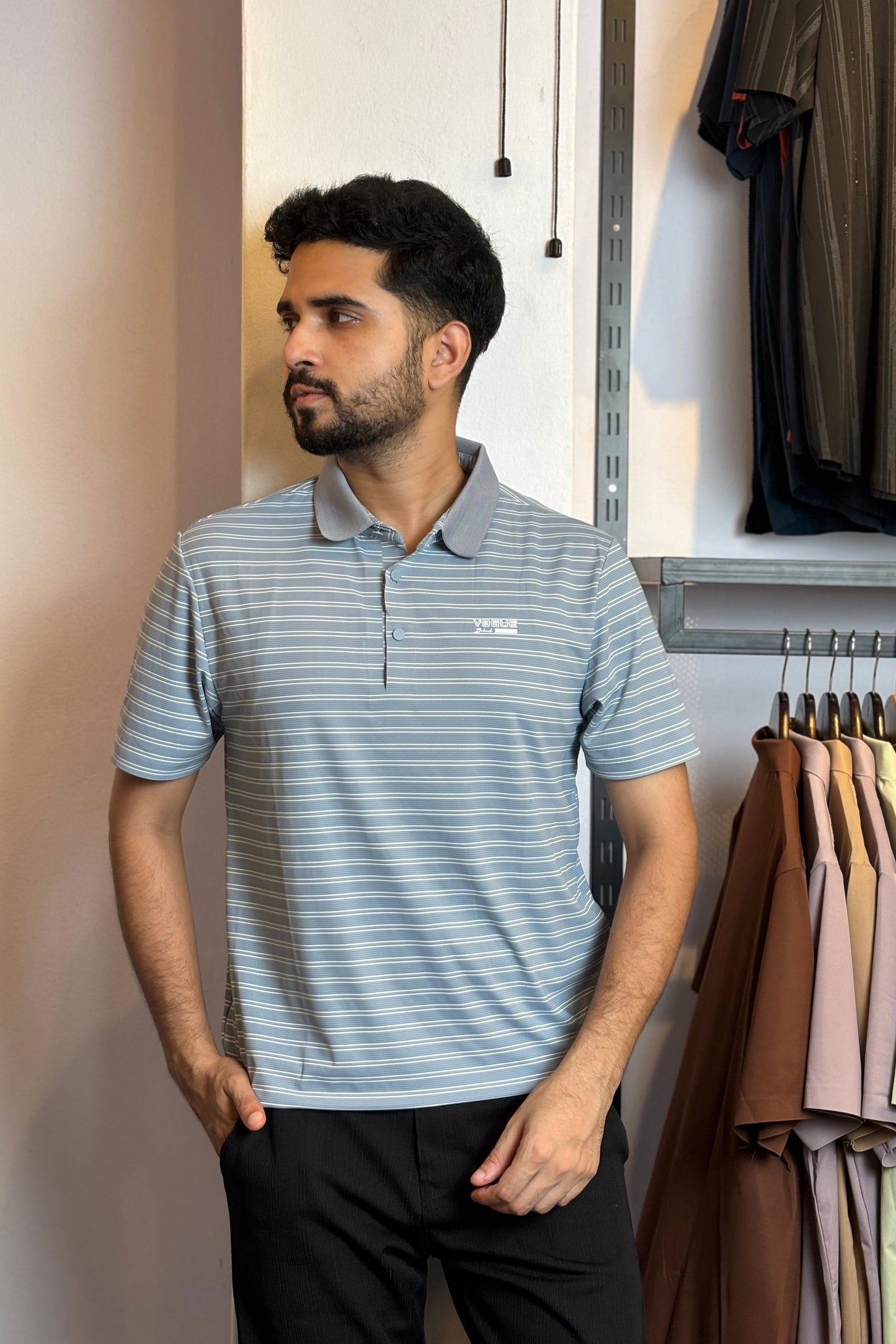 Sky Stripe Polo T-Shirt |NDSP