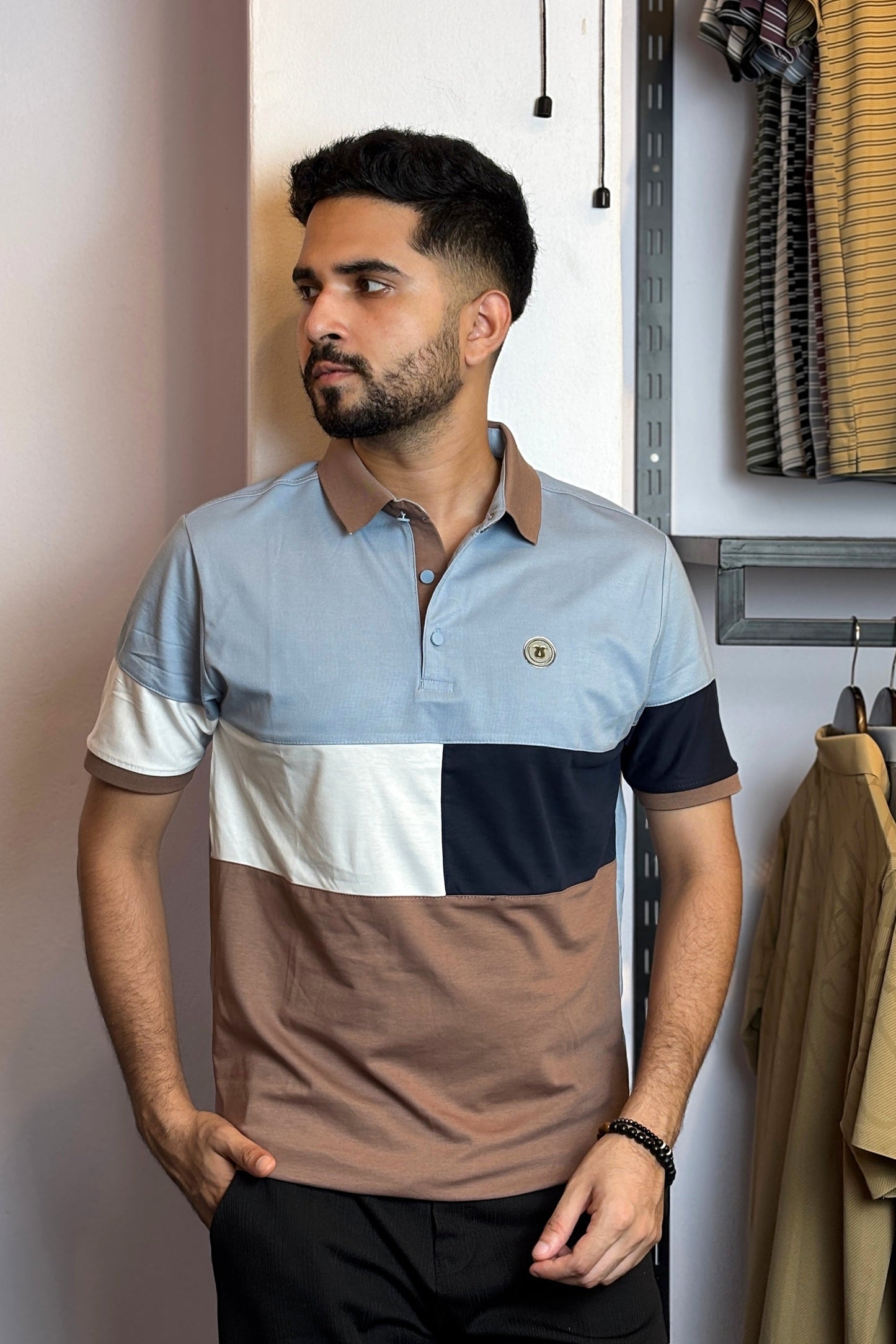 Sky Contrast Polo T-Shirt |C4