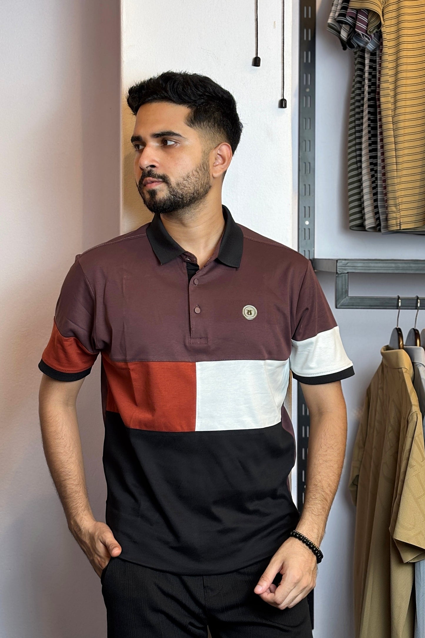 Wine Contrast Polo T-Shirt |C4
