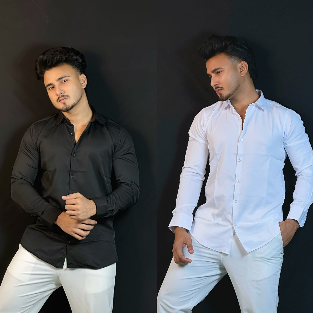 Black+White Colour Formal Shirt Combo|CROSS