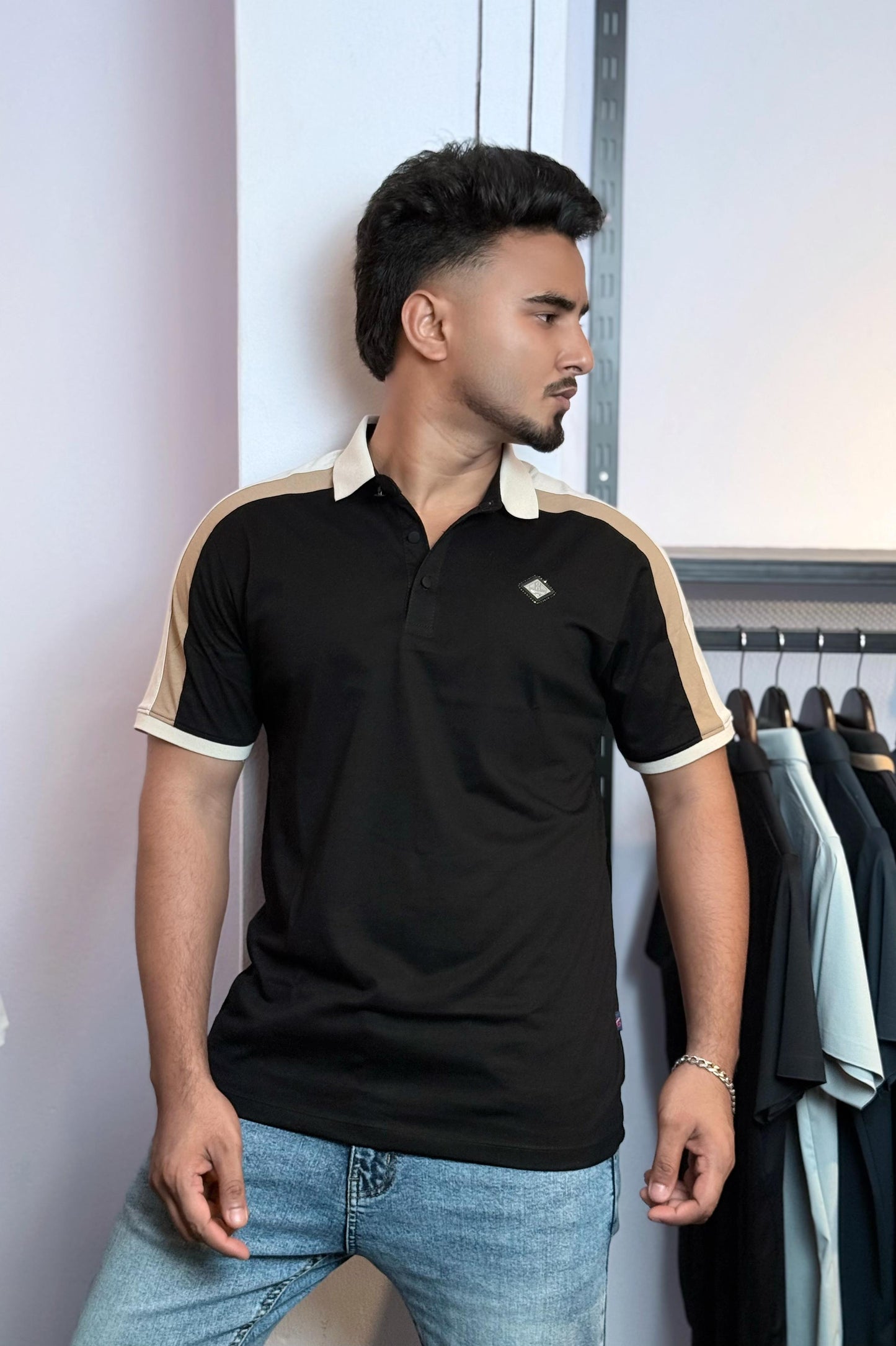 Black Colour Polo T-Shirt |GD