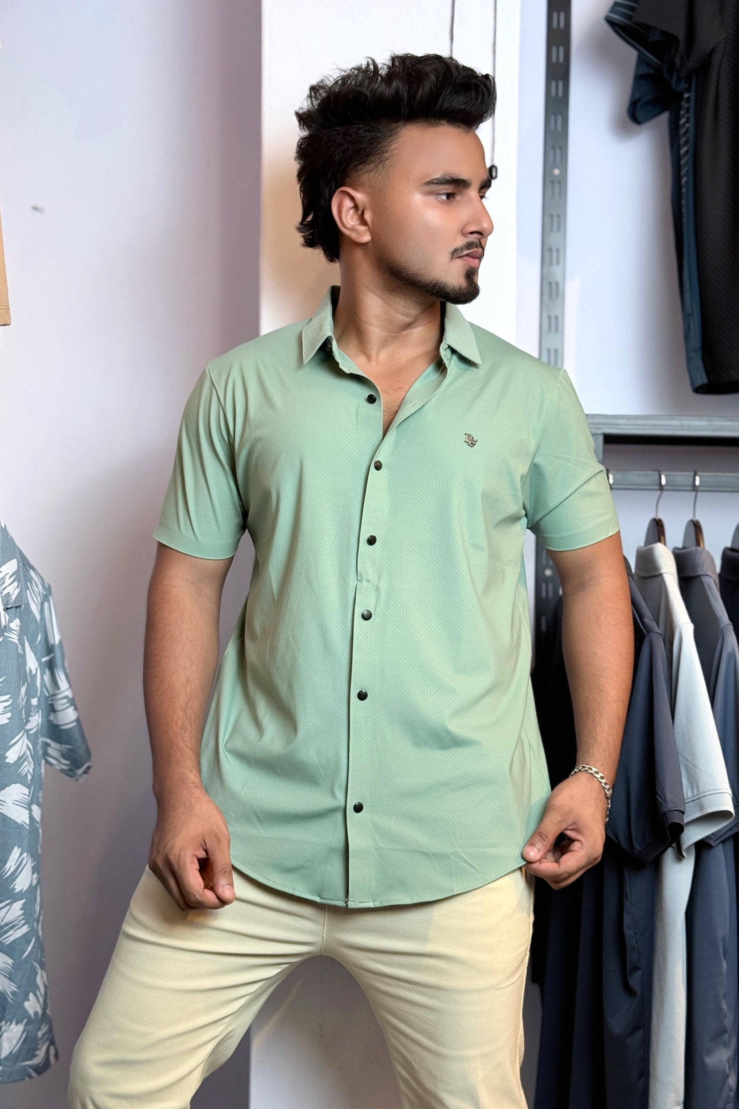 Mint Colour Half Slevee Shirt |dir