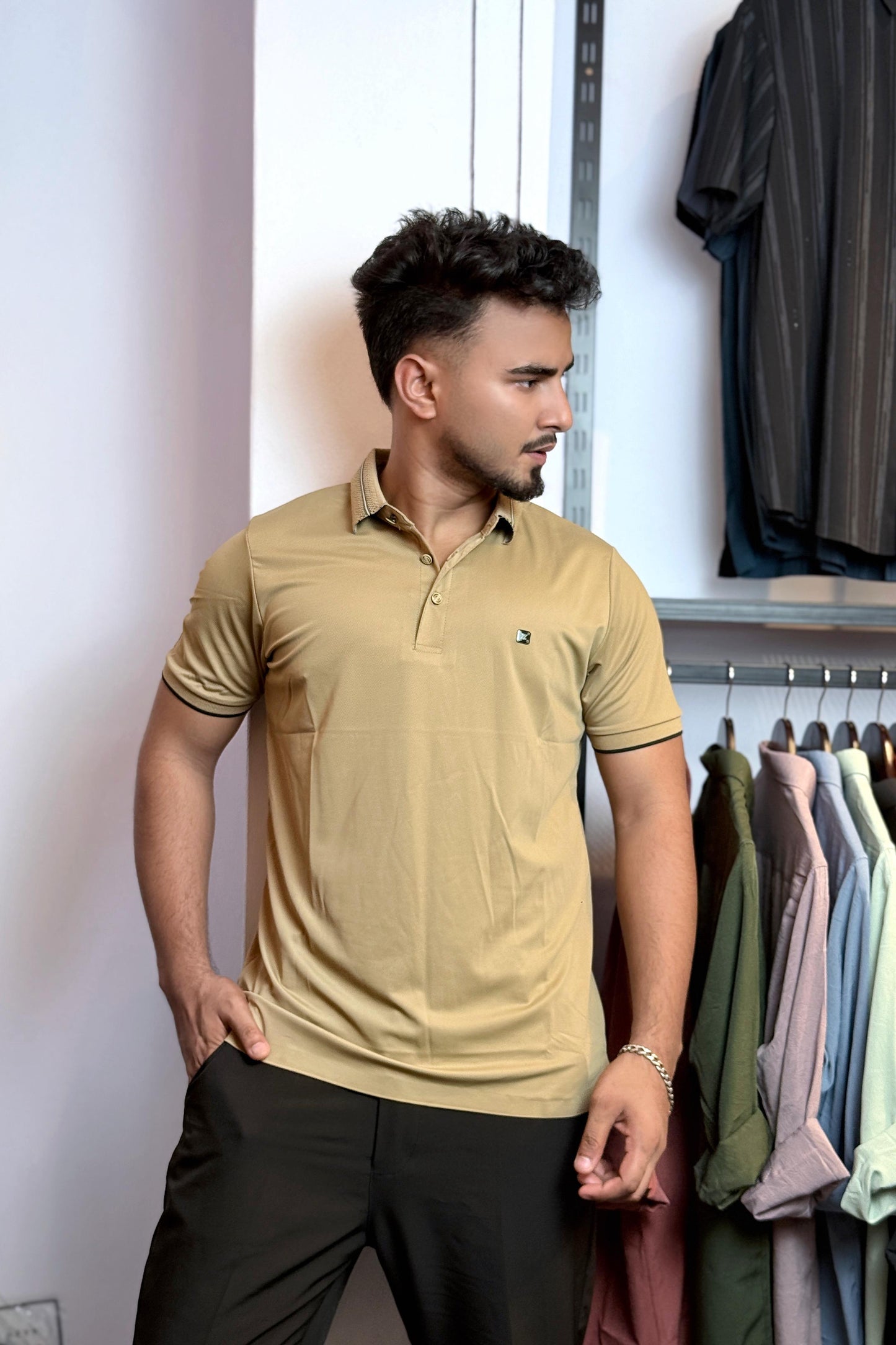Biscuit Colour Polo T-Shirt |ZZ