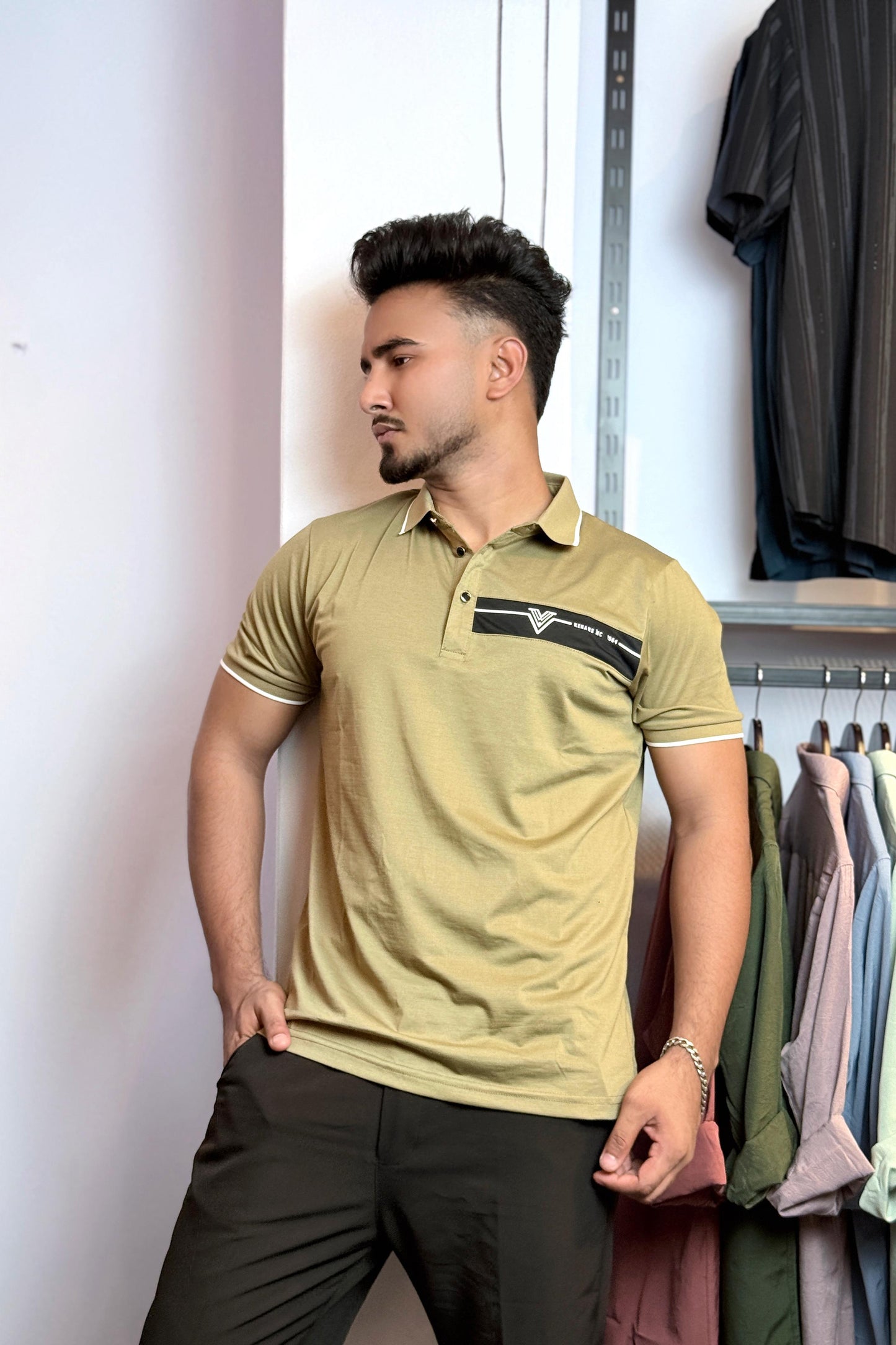 Golden Olive Colour Polo T-Shirt |WV