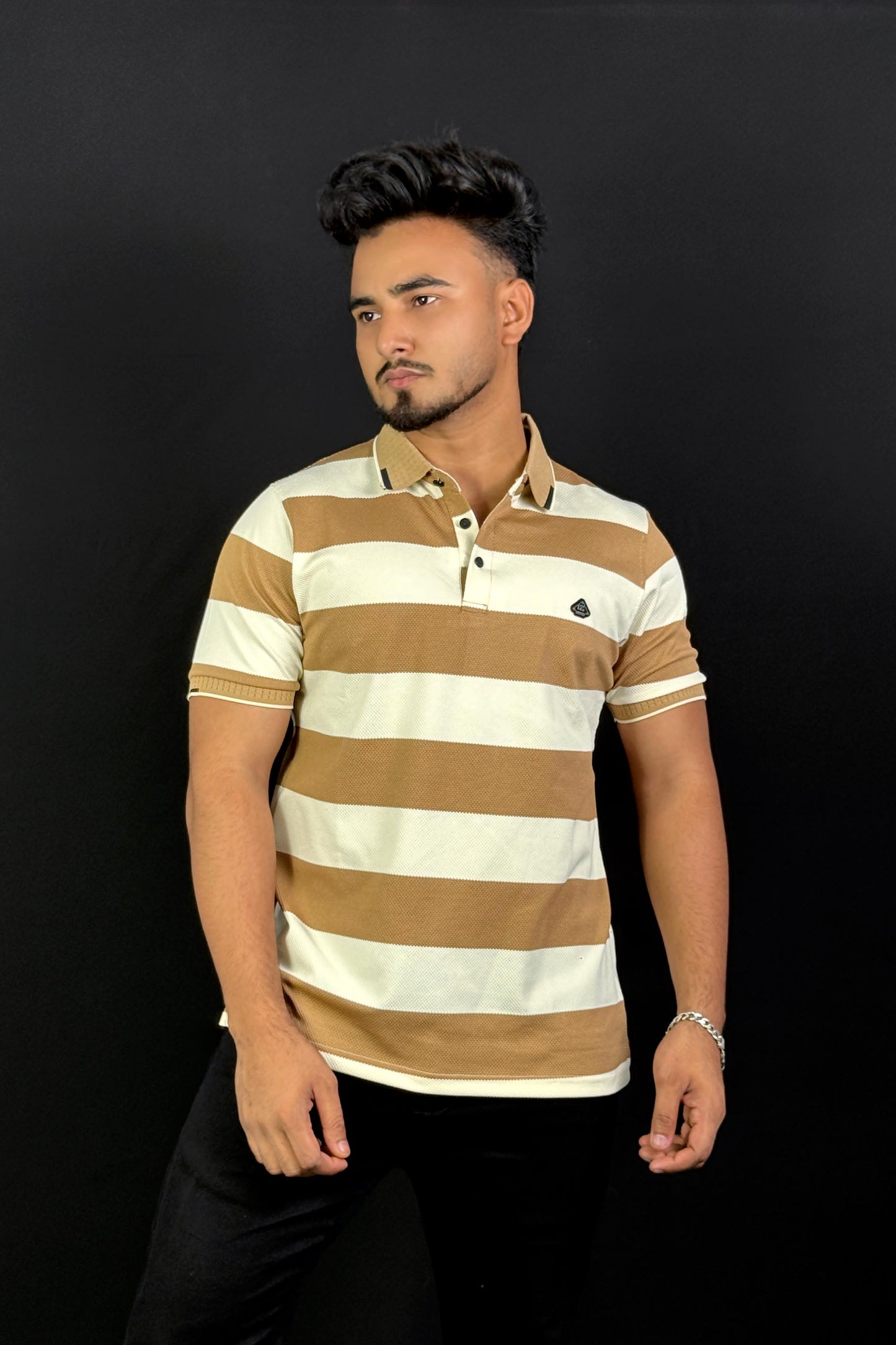 Camel Contrast Colour Polo T-Shirt |CF