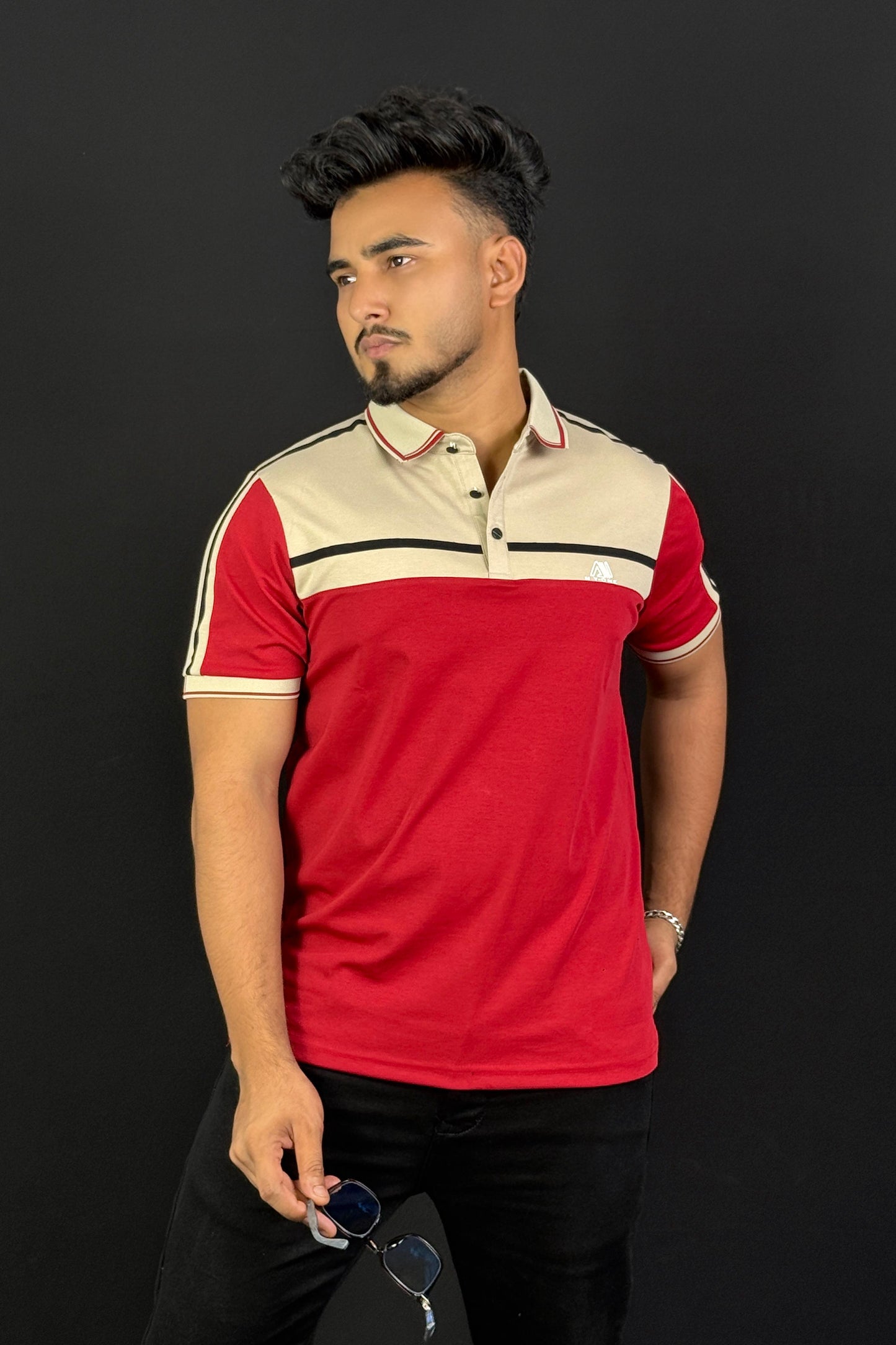 Red Contrast Polo T-Shirt |Neon