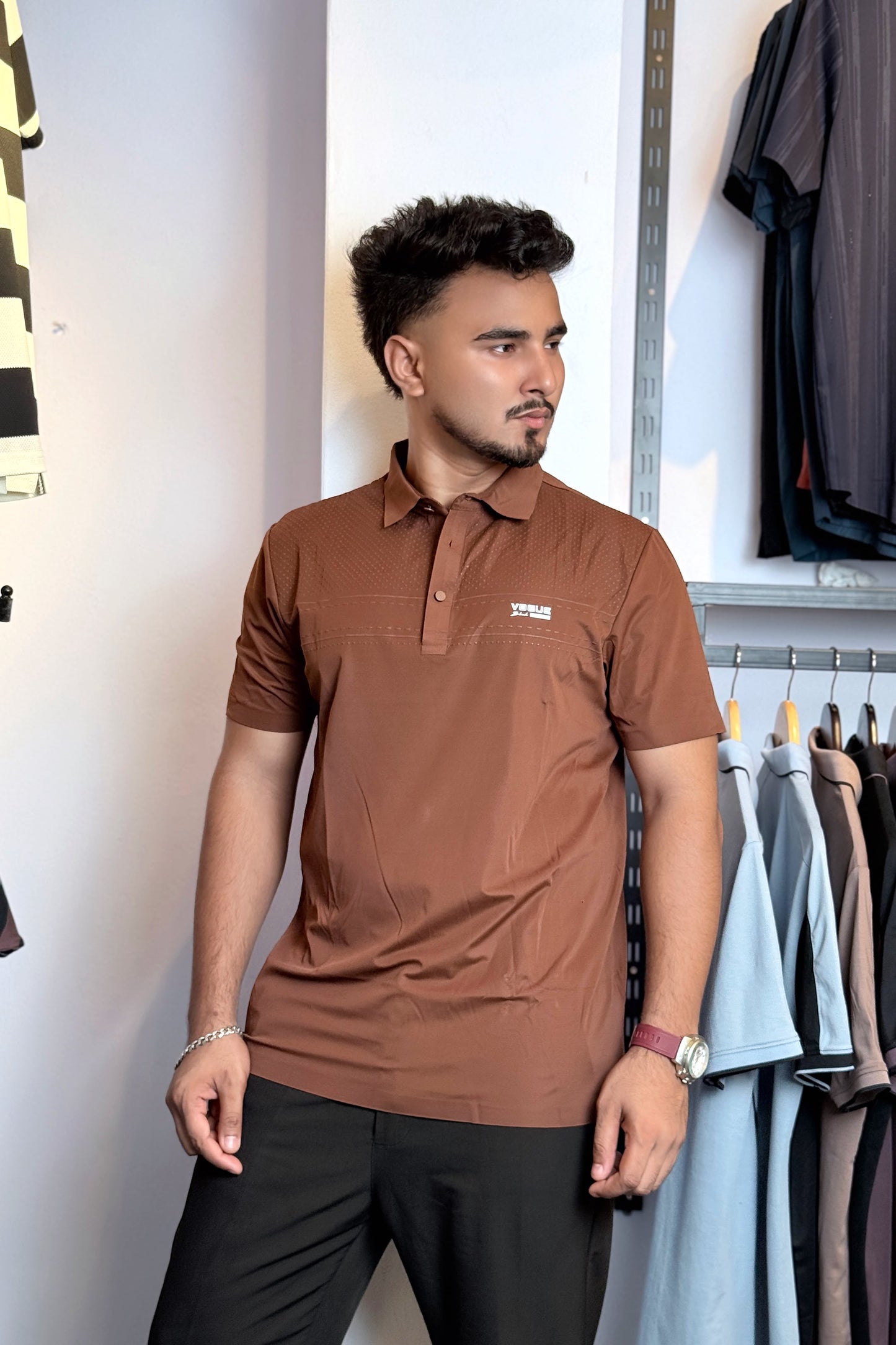 Chocolate Colour Polo T-Shirt |vBlack