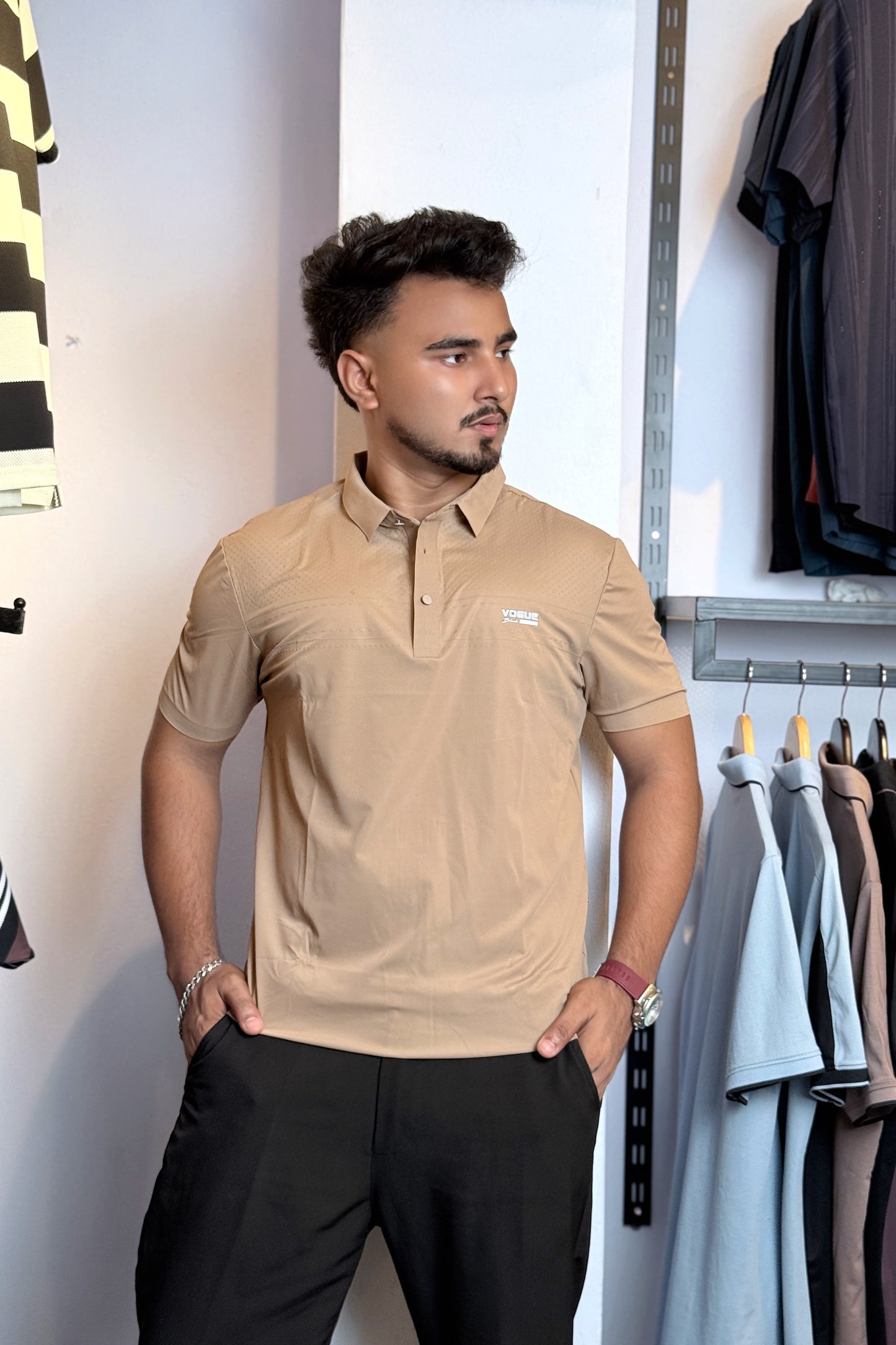 Camel Colour Polo T-Shirt |vBlack