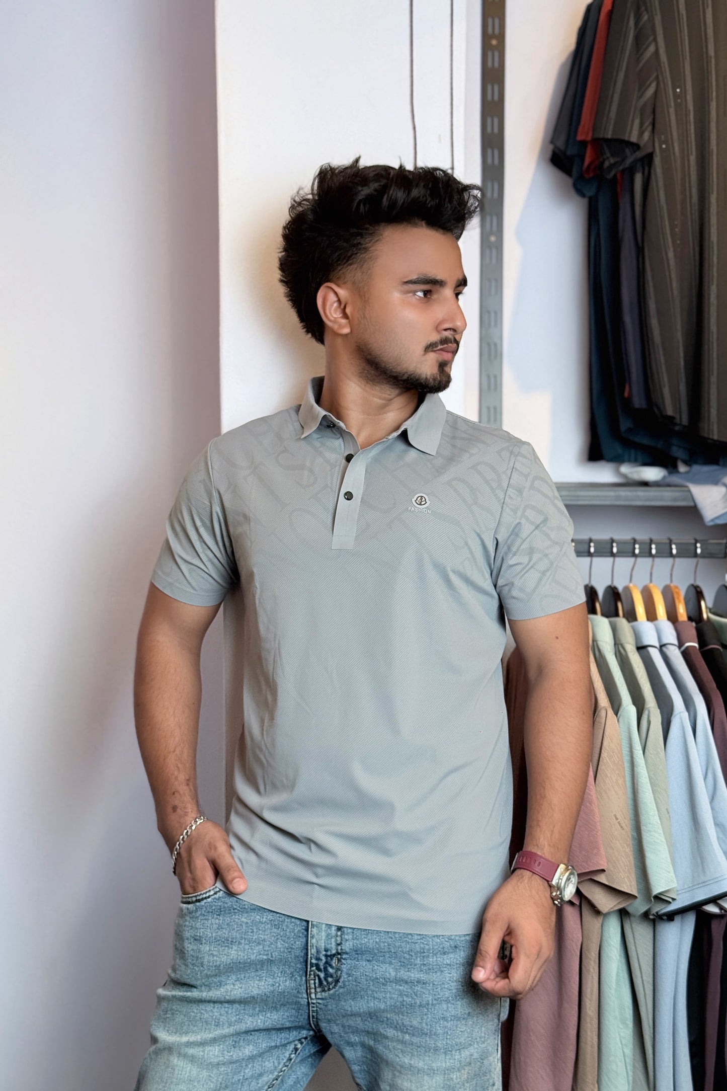 Ash Colour Polo T-Shirt |TSB