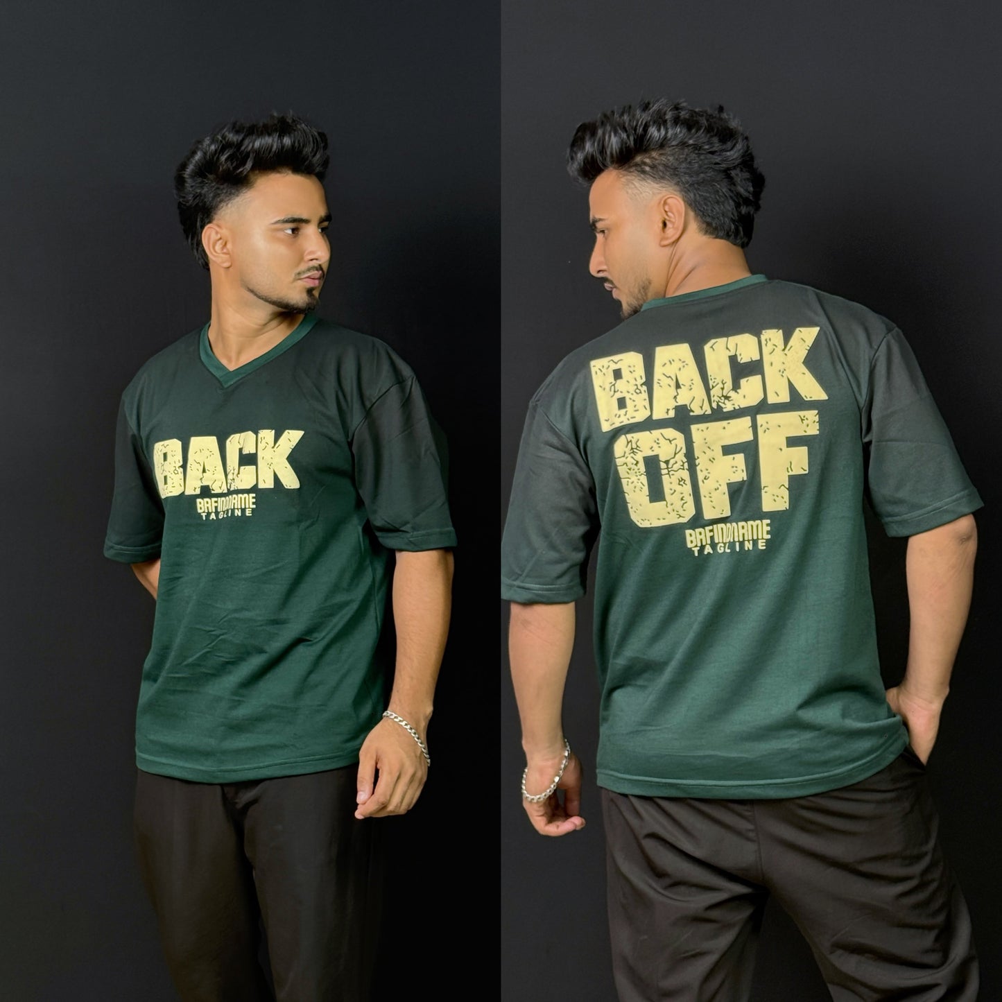 Deep Green Colour T-Shirt |back