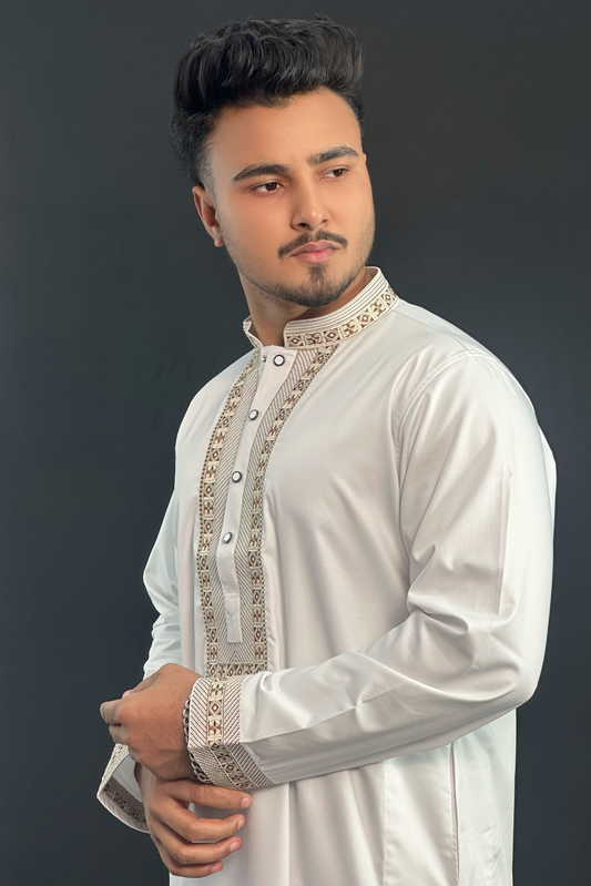 White Colour Premium Panjabi |Geo