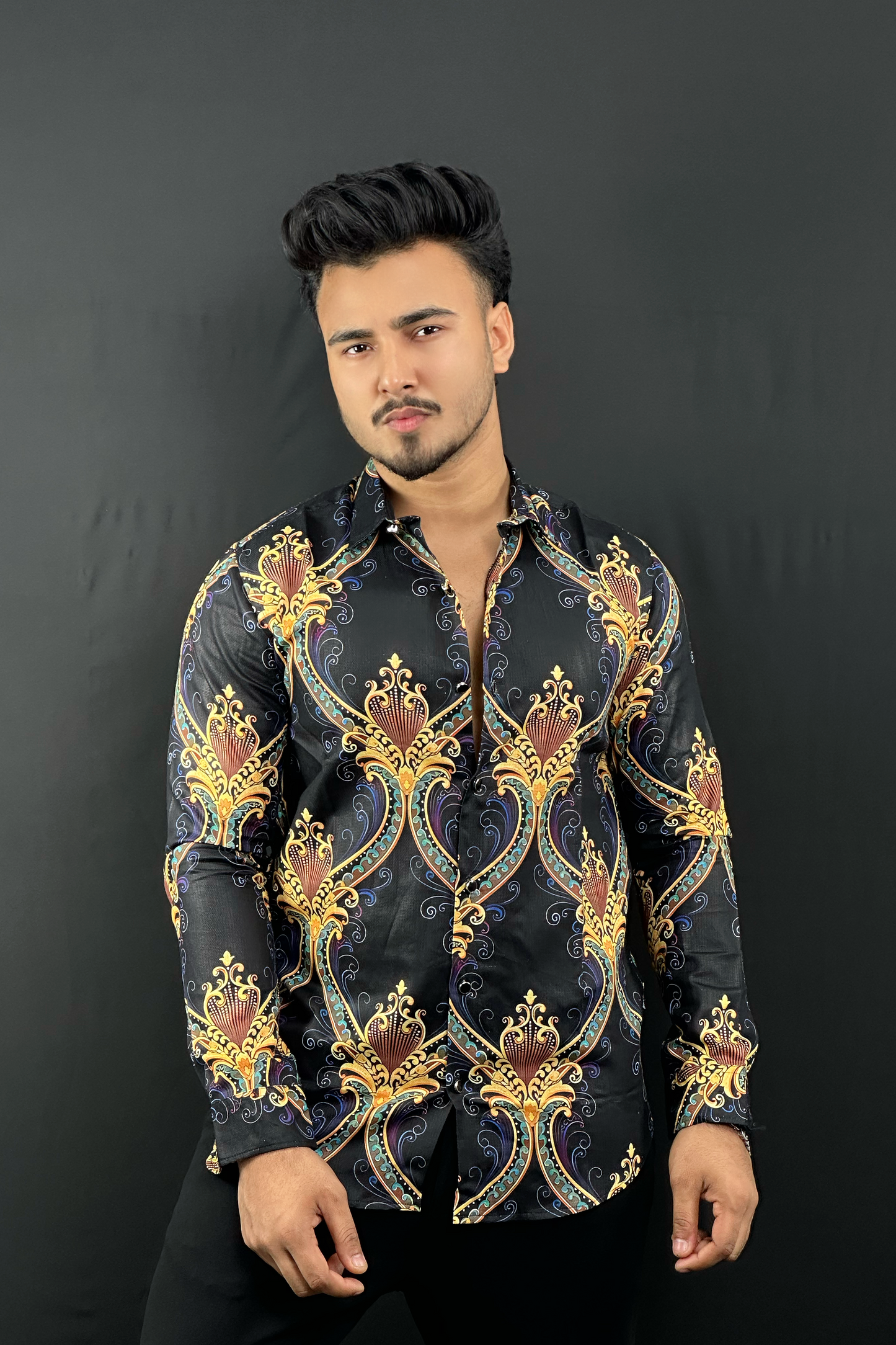 Black Yellow Contrast Shirt |Royal