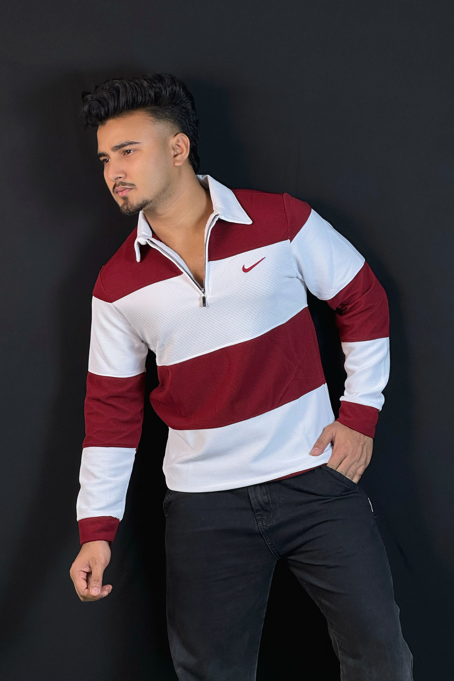 সাদা মেরুন কনট্রাস্ট সোয়েটশার্ট-NIKE