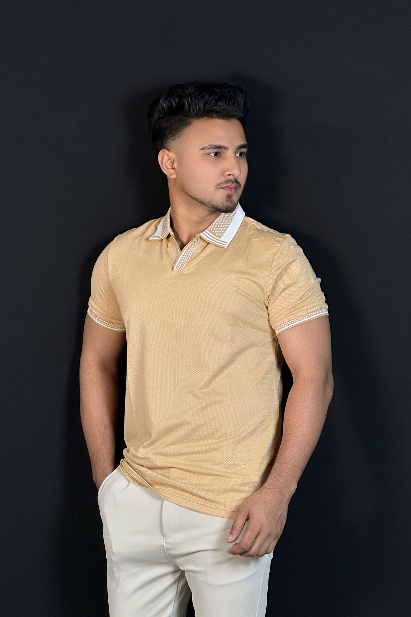ক্যামেল কালার পোলো টি-শার্ট-Mash