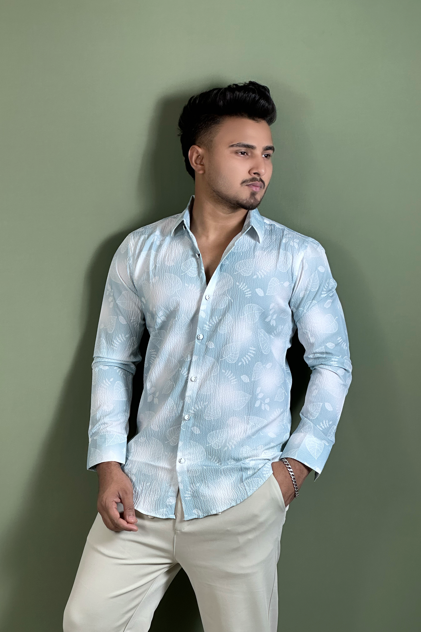Sky Colour Printed Shirt |Floral