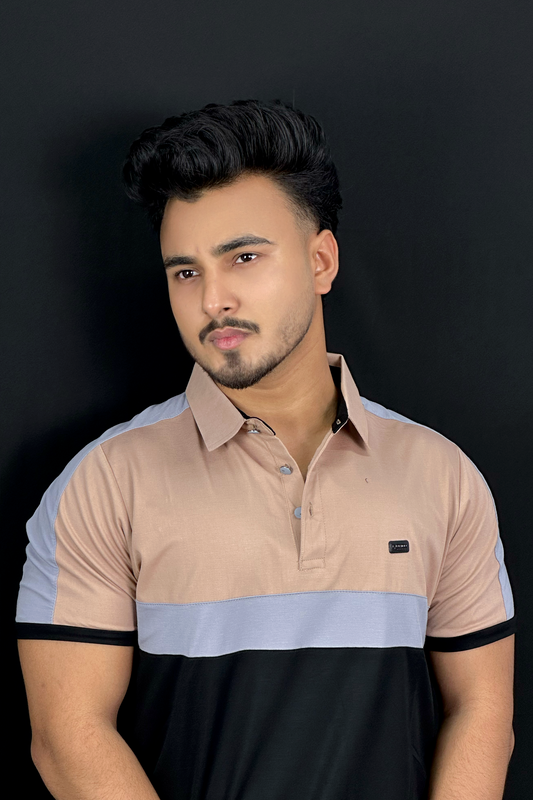 Camel Black Contrast Polo T-Shirt | FU