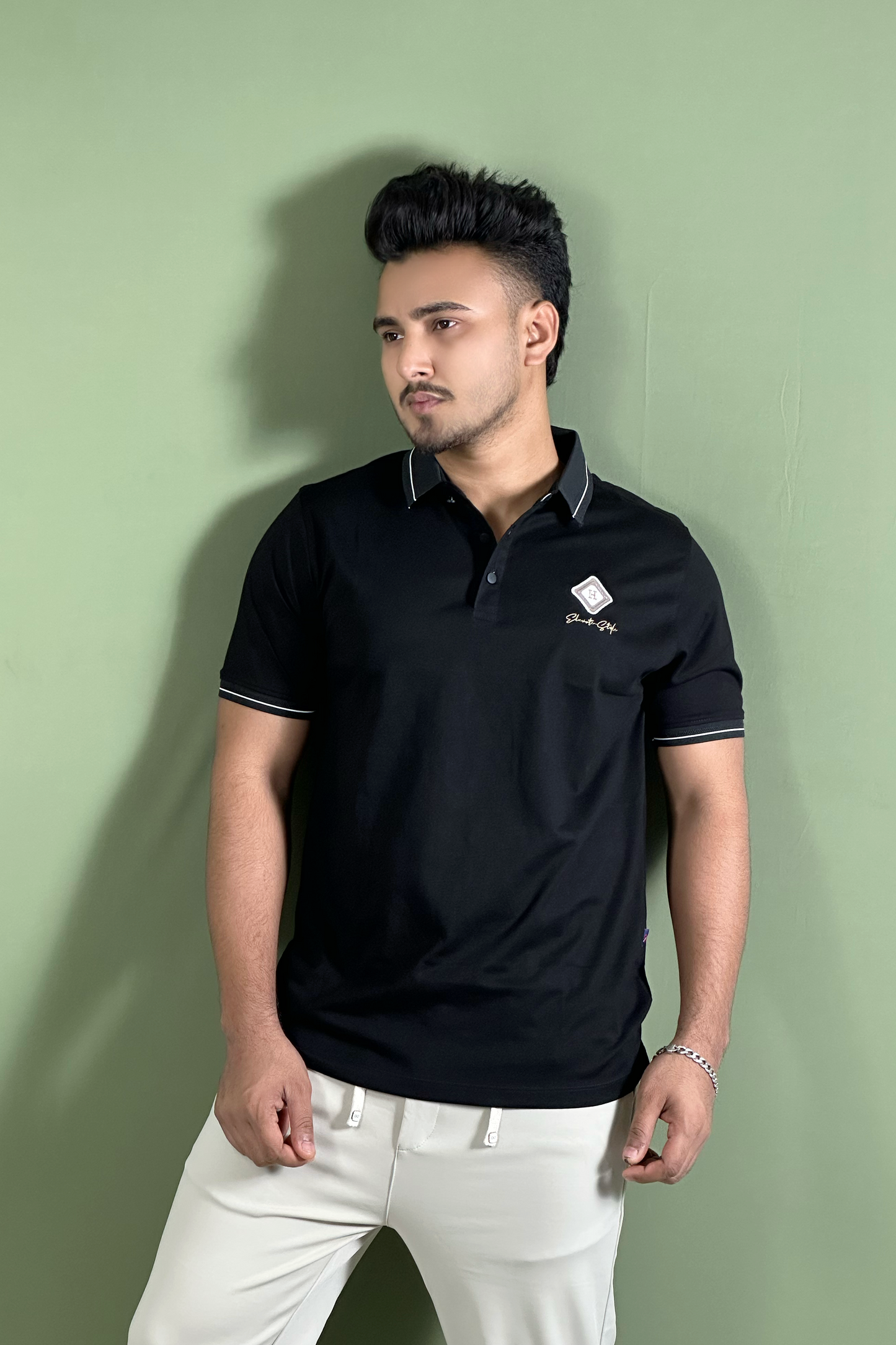 ব্ল্যাক কালার পোলো টি-শার্ট-H