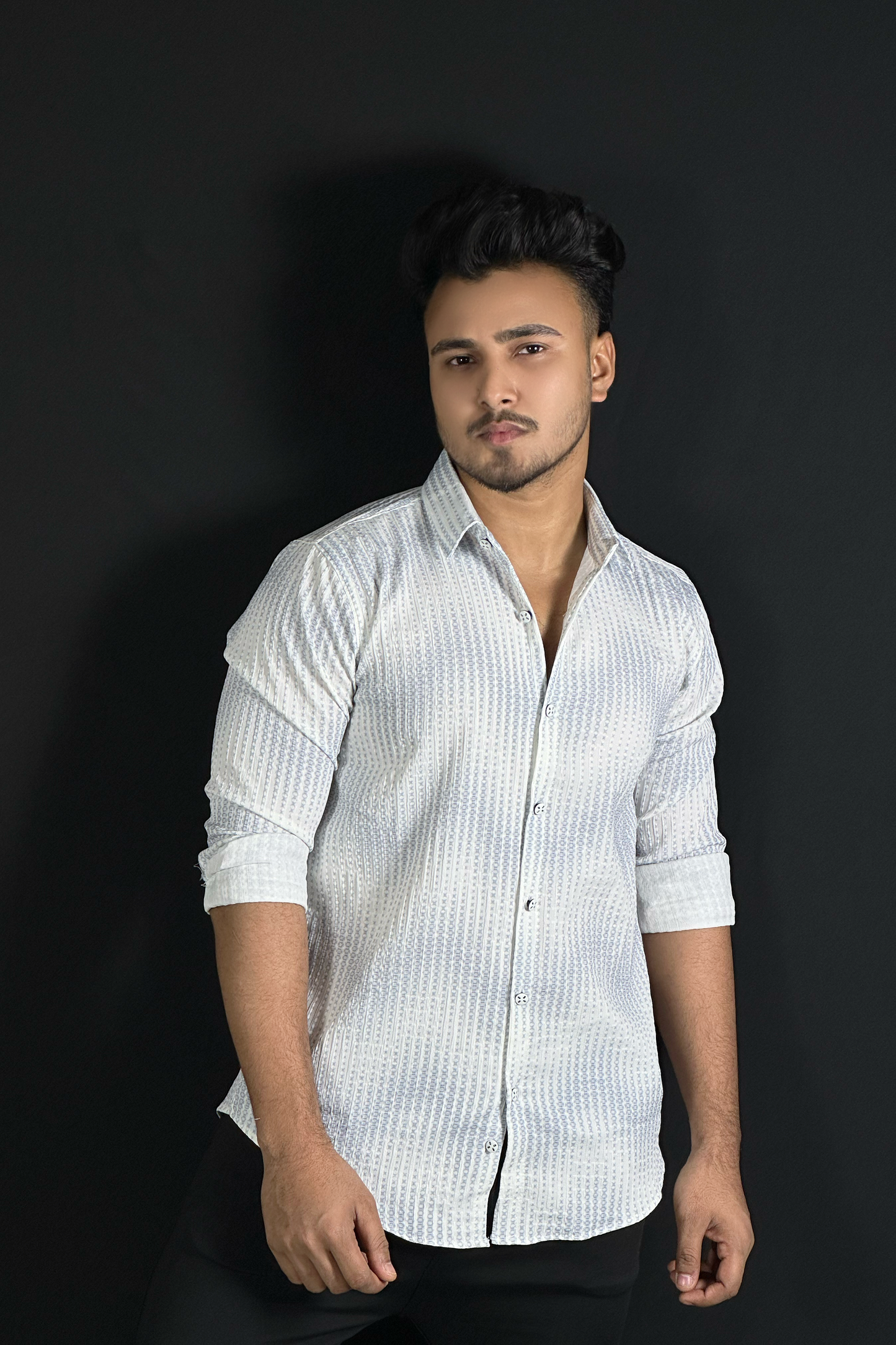 Blue White Printed Shirt -Star