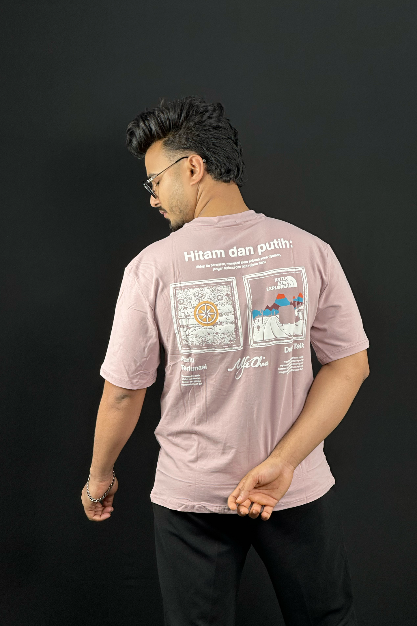 Light Pink Colour T-Shirt |Hitam