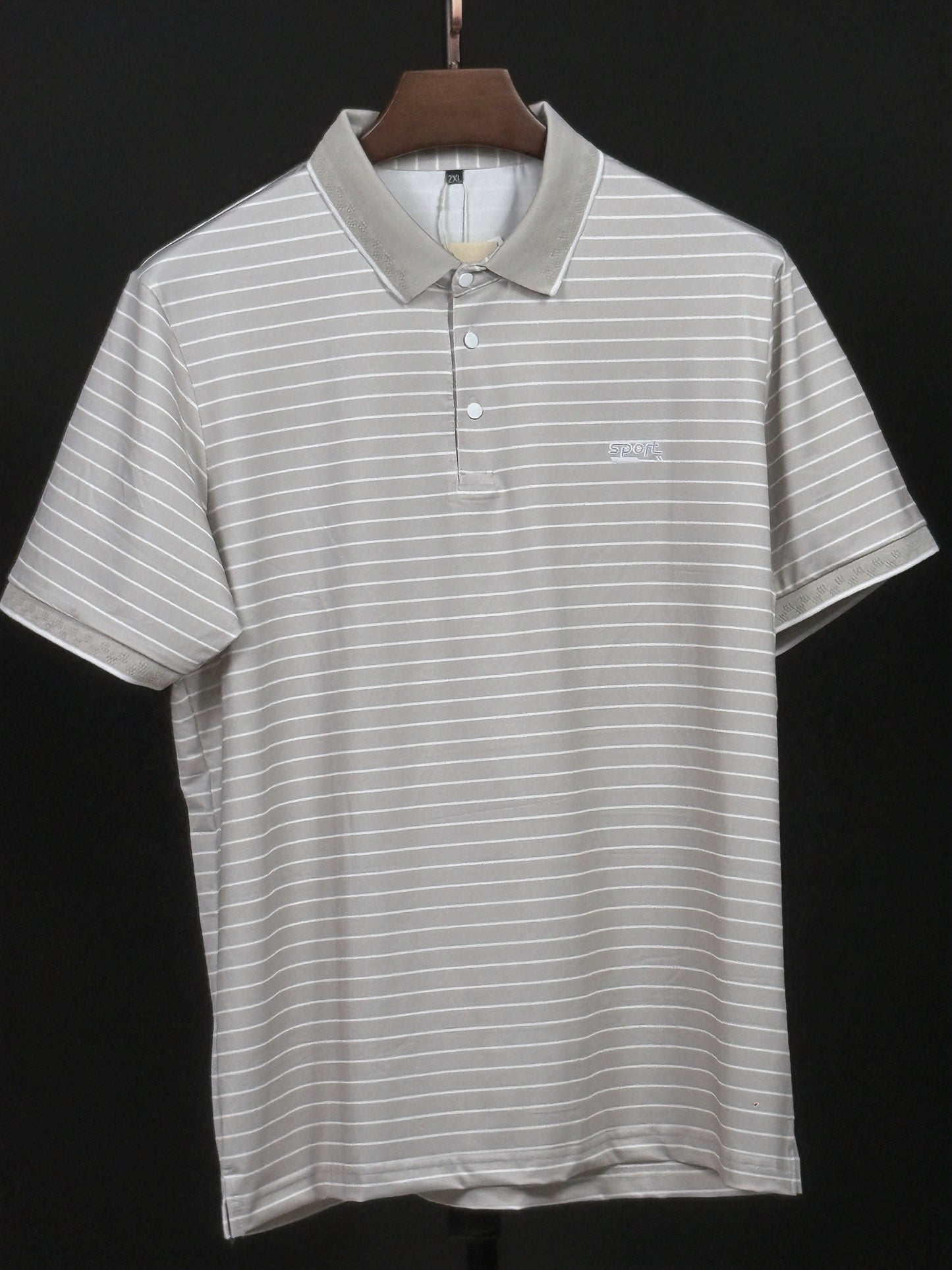 Light Cream Colour Stripe Polo T-Shirt |Plus