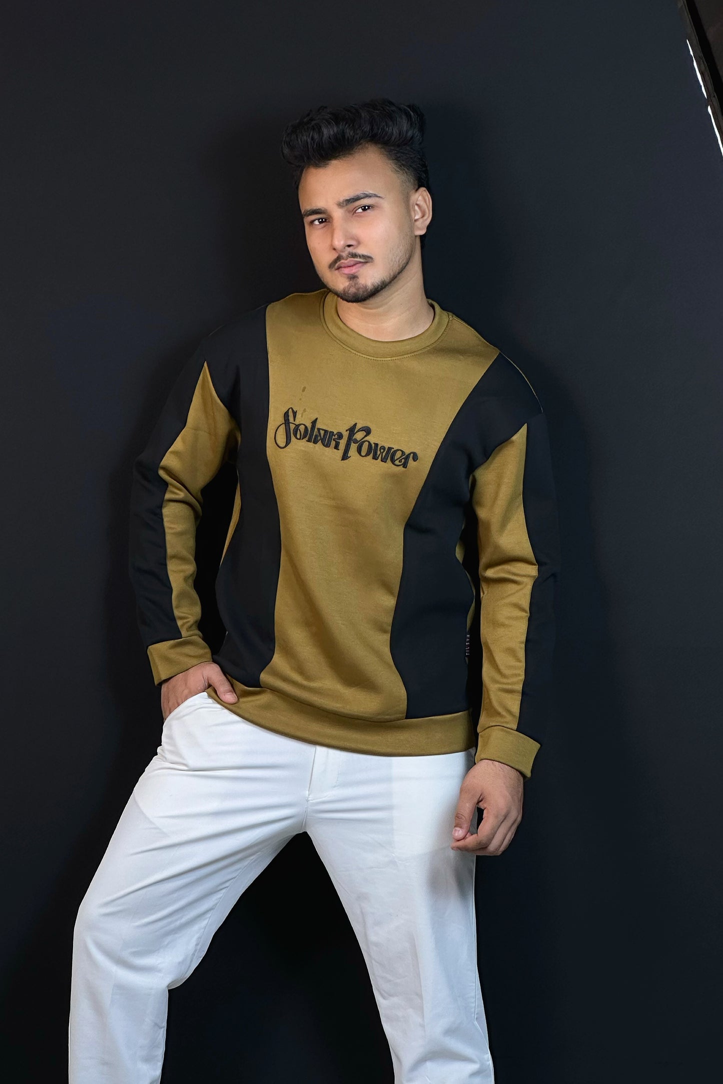 অলিভ কালার সোয়েটশার্ট-POWER