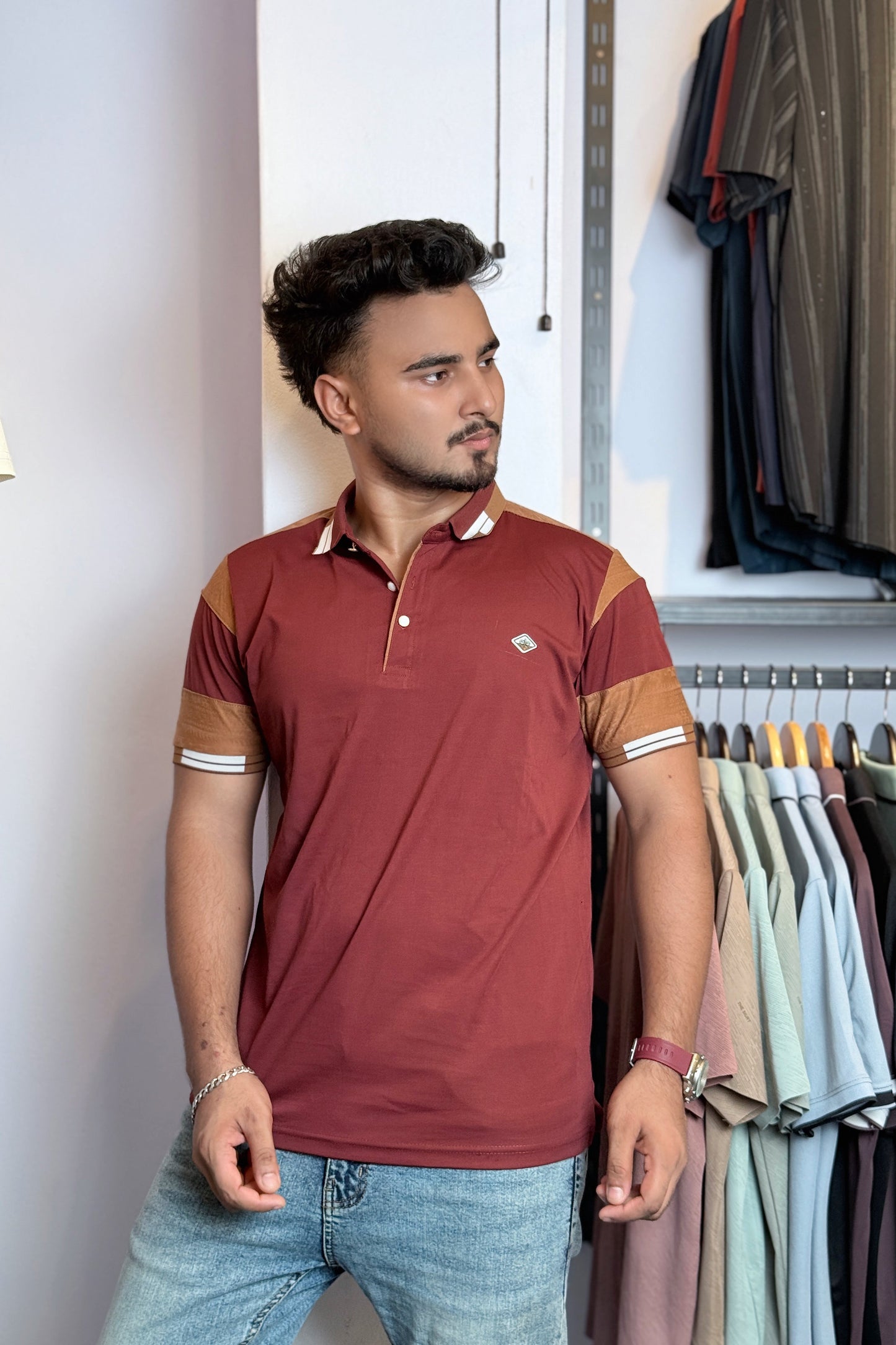 Maroon Colour Polo T-Shirt |UV