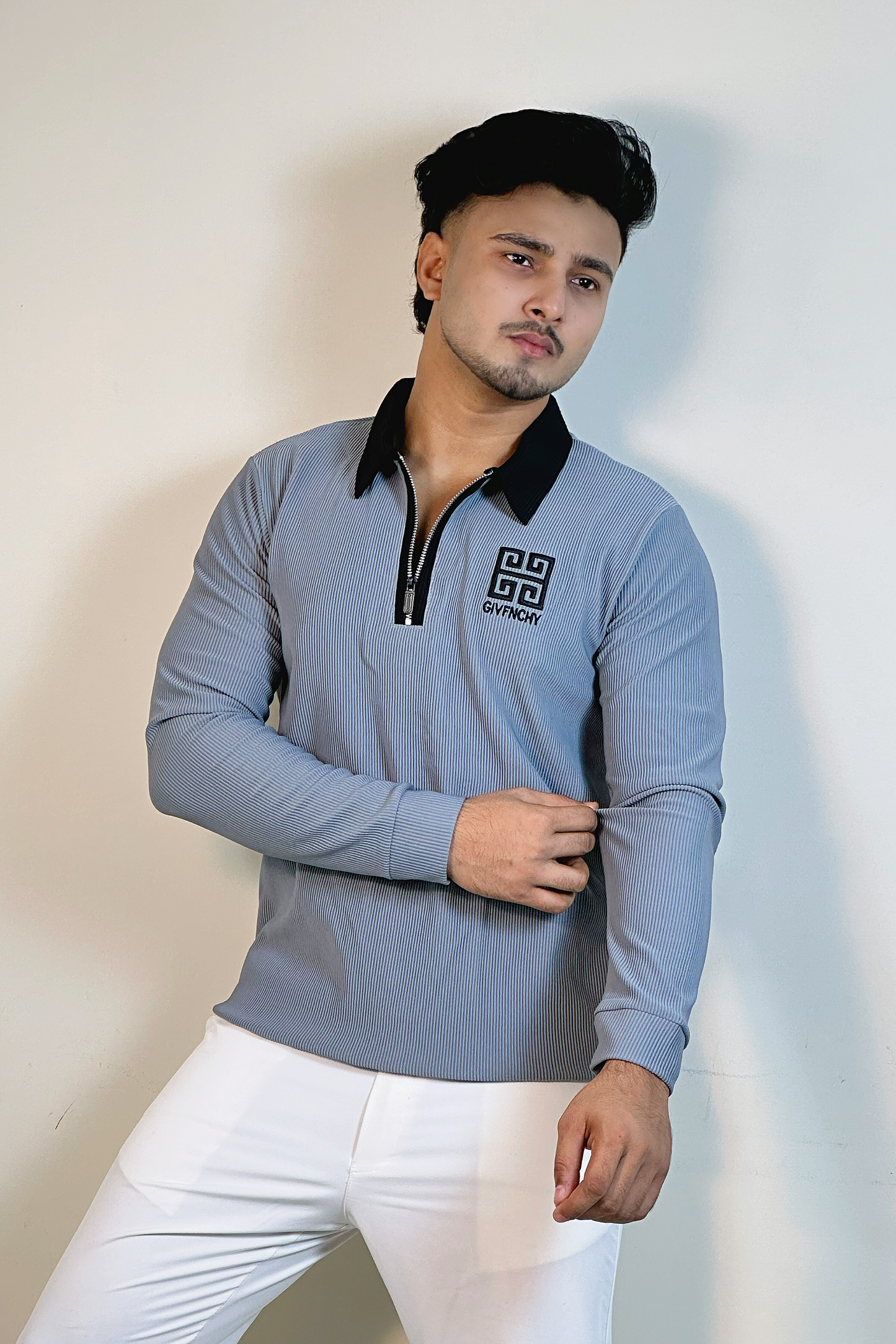 অ্যাশ কালার সোয়েটশার্ট-FANCY