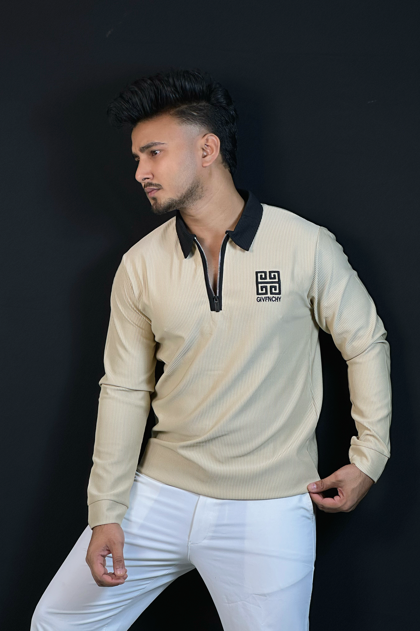 ক্রিম কালার সোয়েটশার্ট-FANCY