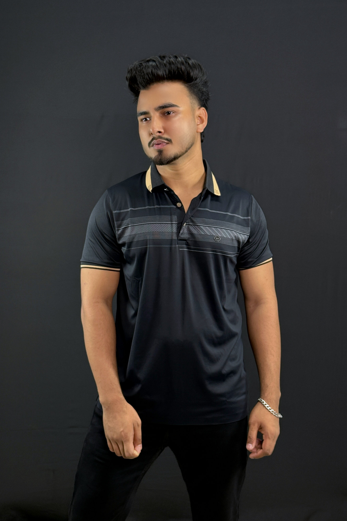 Black Stripe Colour Polo T-Shirt |Ranger